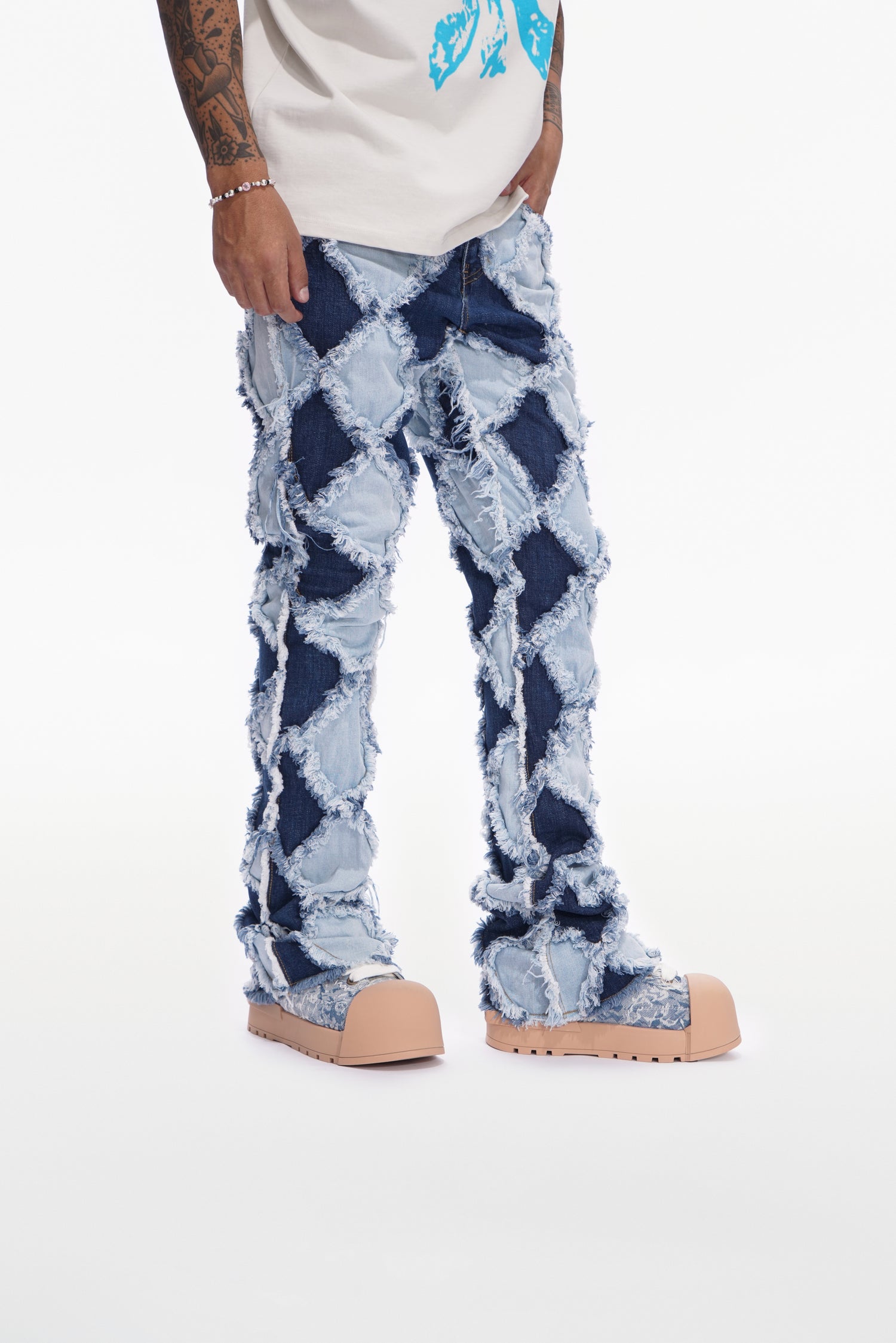 Pocket Blue Lt.Blue Stacked Jeans