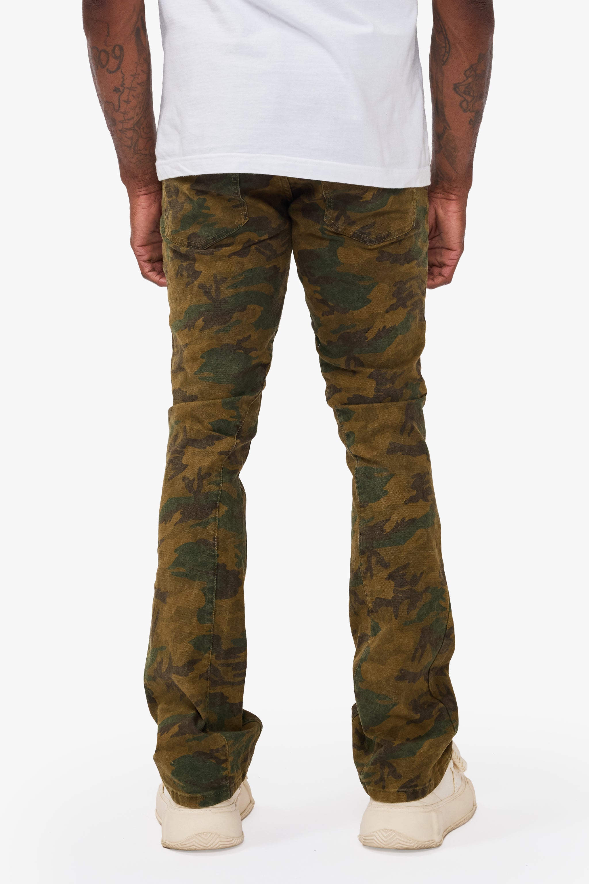 Hazard Dark Foilage Green Stacked Jeans