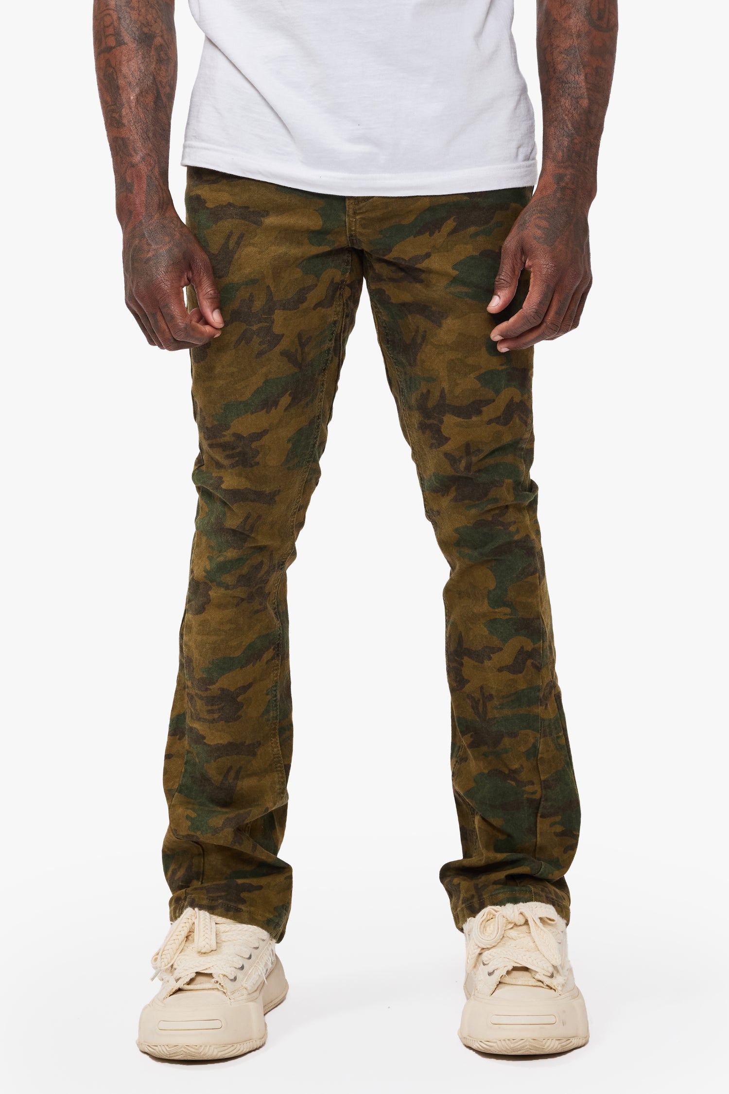 Hazard Dark Foilage Green Stacked Jeans