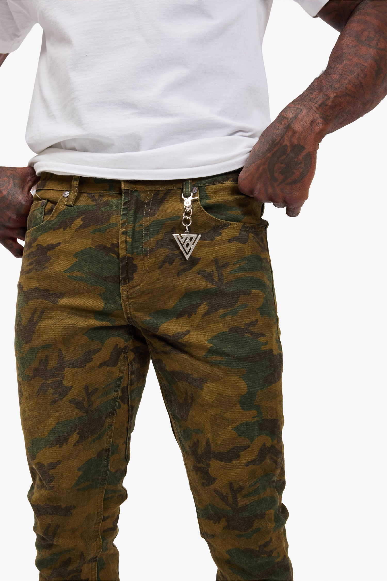 Hazard Dark Foilage Green Stacked Jeans