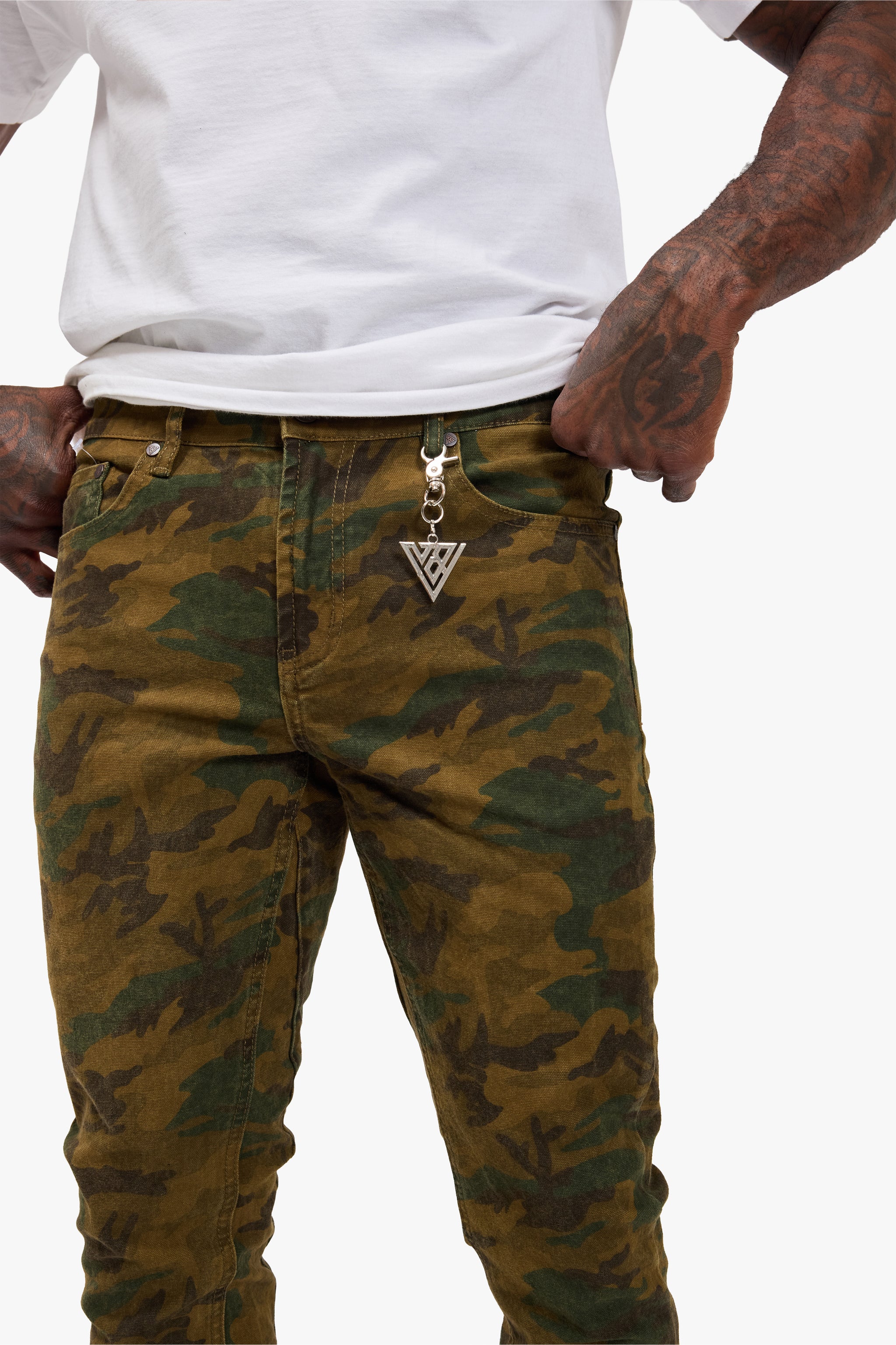 Hazard Dark Foilage Green Stacked Jeans