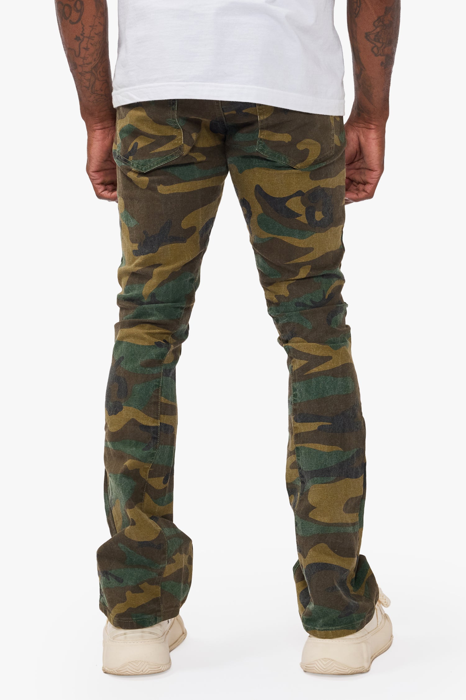Hazard Foilage Green Stacked Jeans