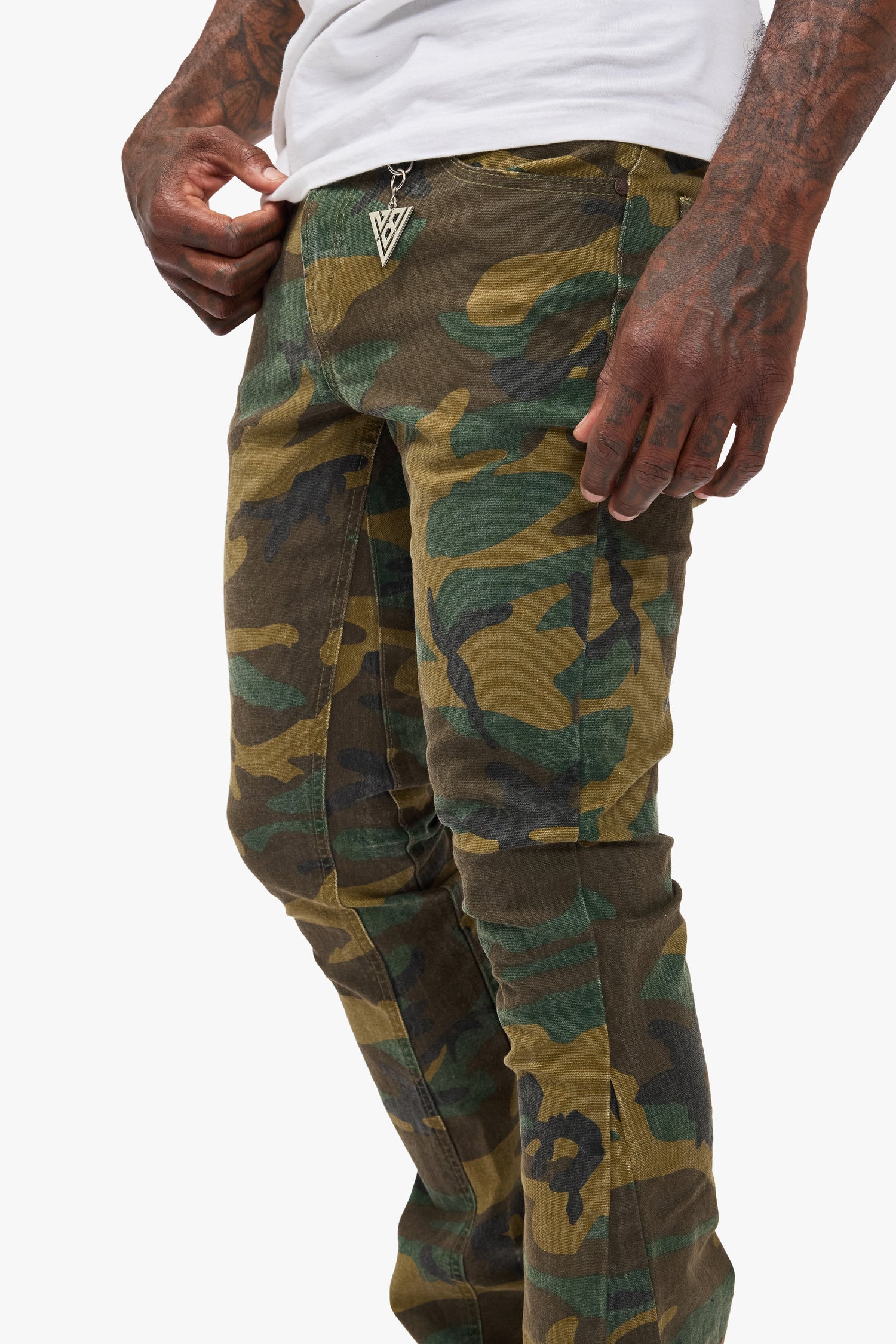 Hazard Foilage Green Stacked Jeans