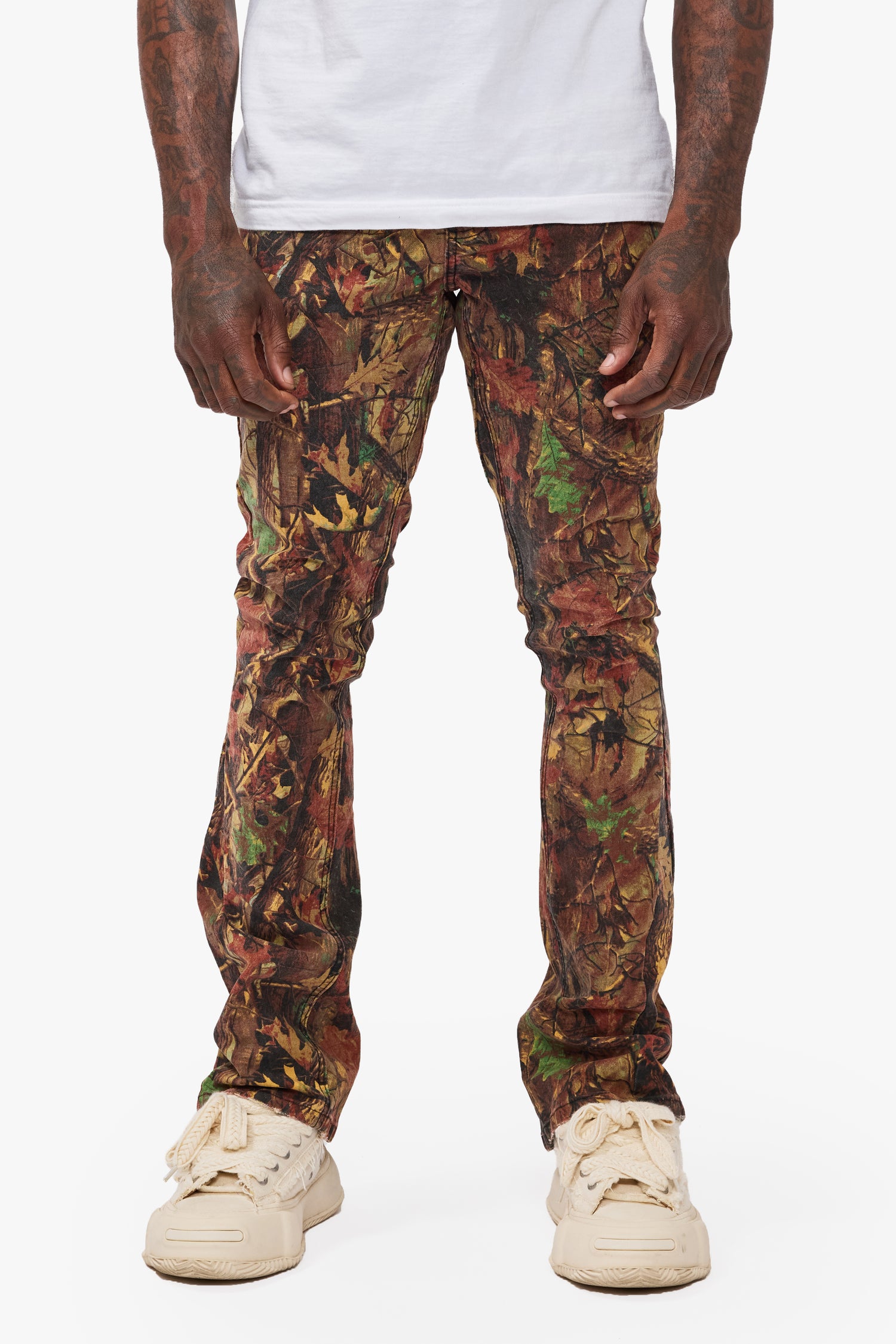 Hazard Leaf Camo Stacked Jeans
