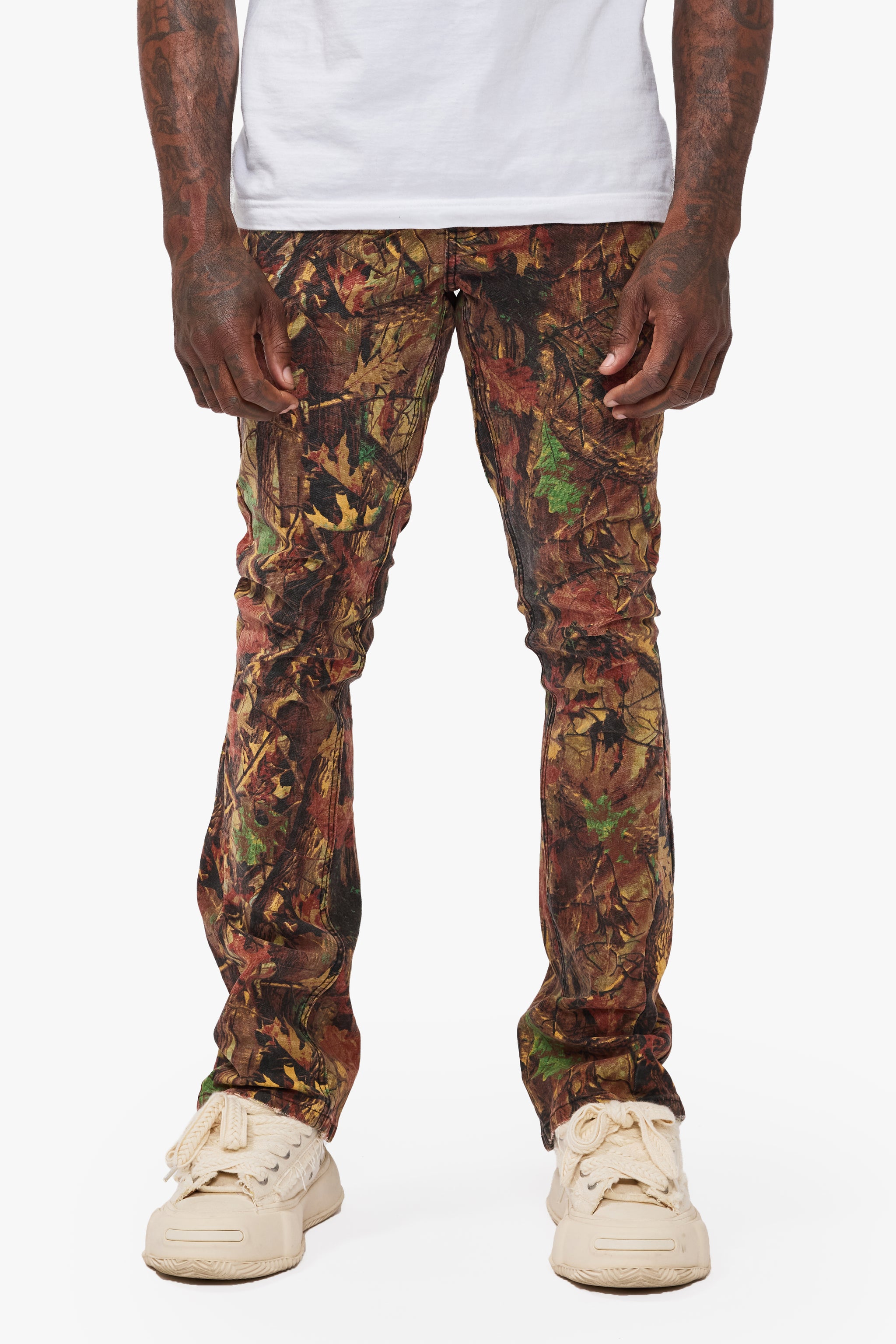 Hazard Leaf Camo Stacked Jeans