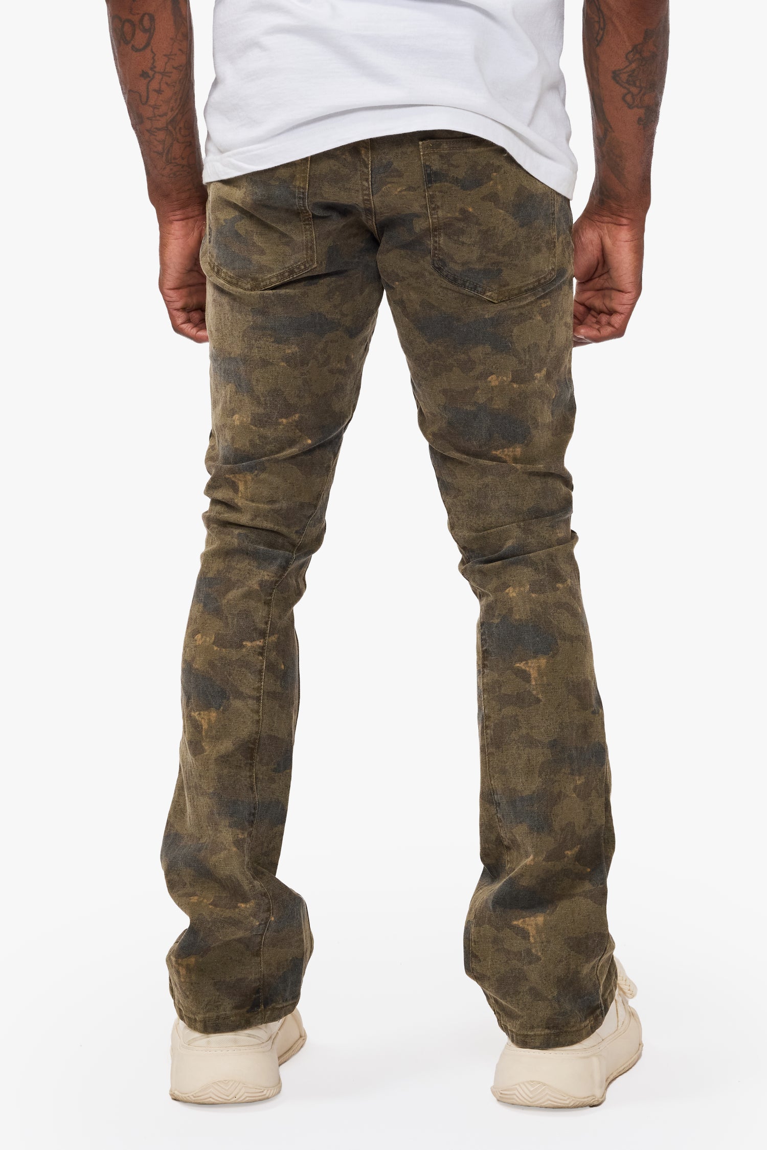 Hazard Moss Green Stacked Jeans