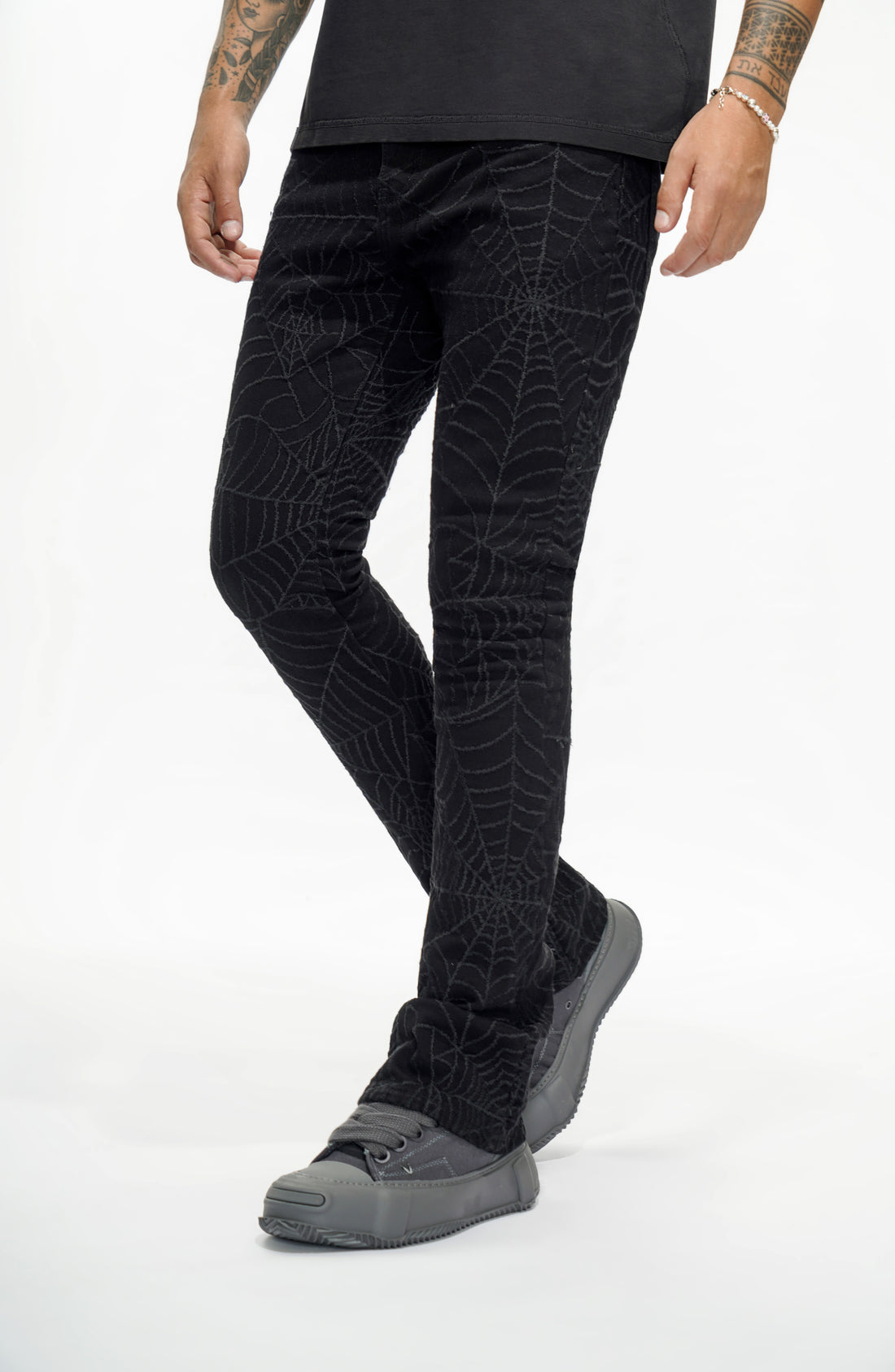 Operator Black Stacked Flare Jean