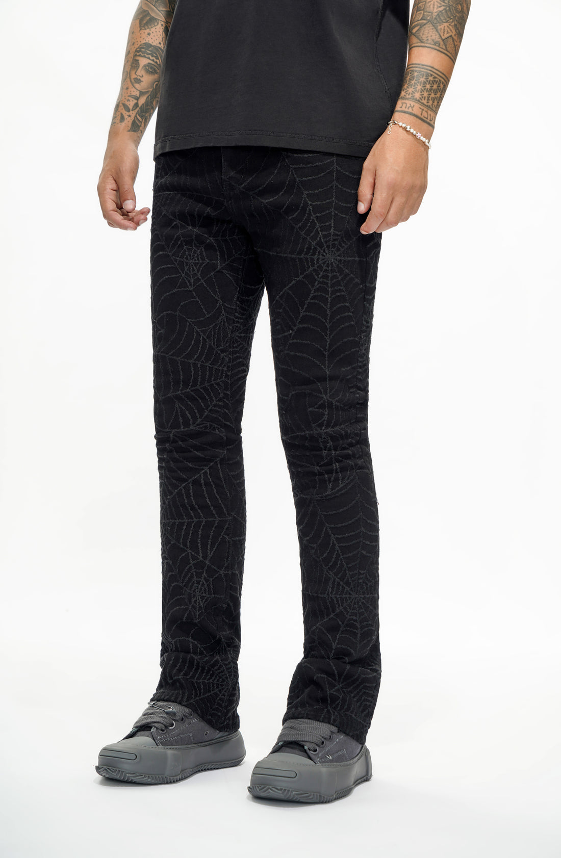 Operator Black Stacked Flare Jean