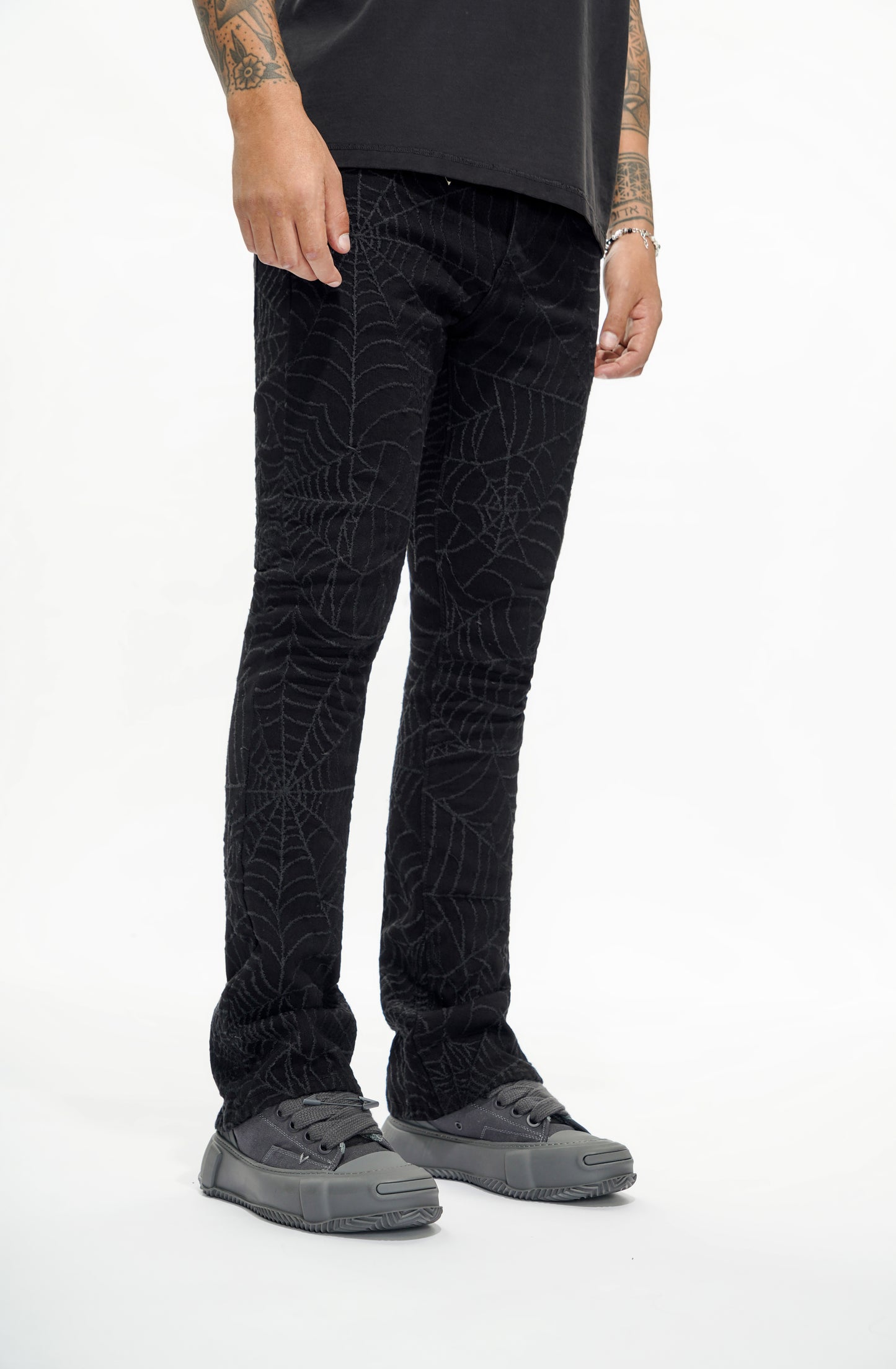 Operator Black Stacked Flare Jean