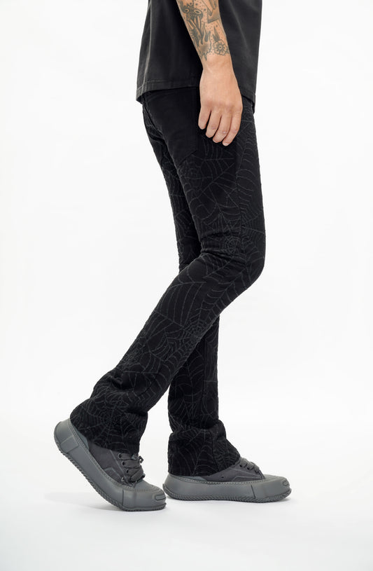 Operator Black Stacked Flare Jean