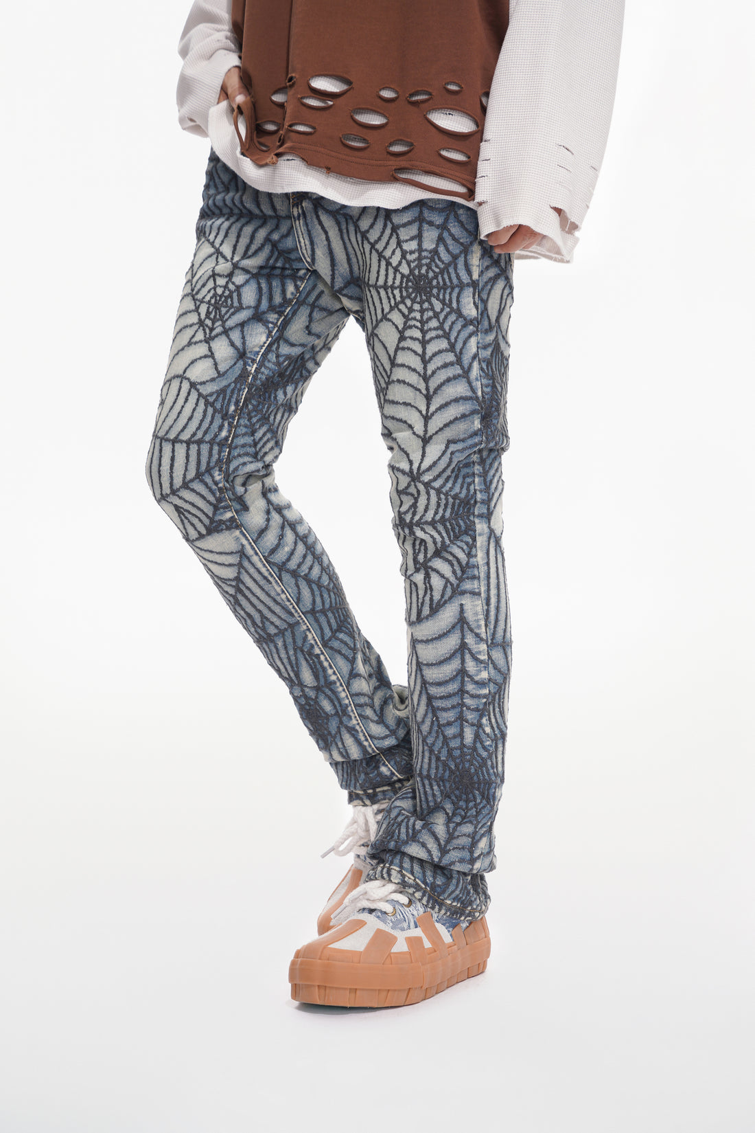 Operator Light Blue Stacked Flare Jean