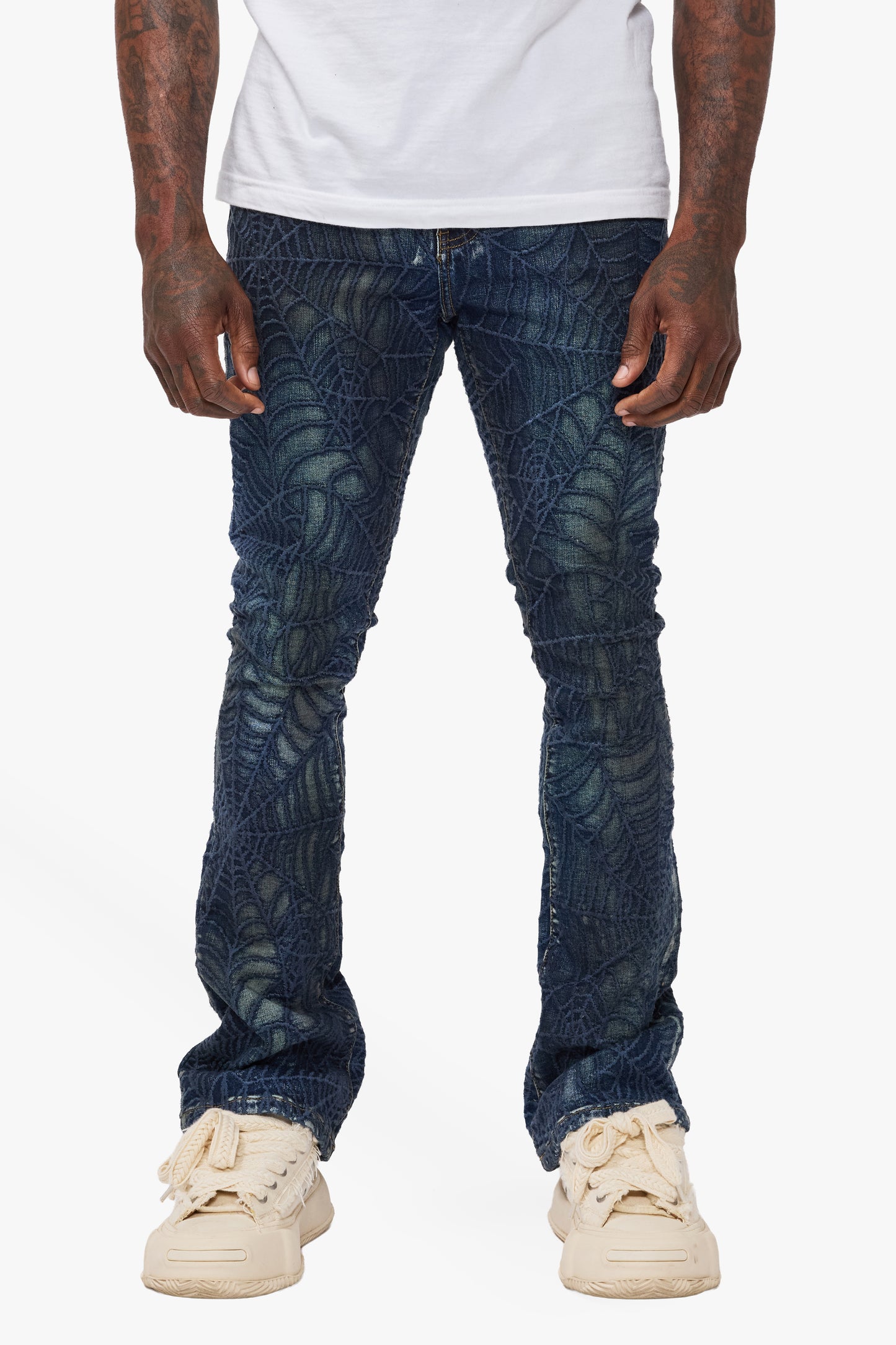 Operator Blue Washed Stacked Flare Jean