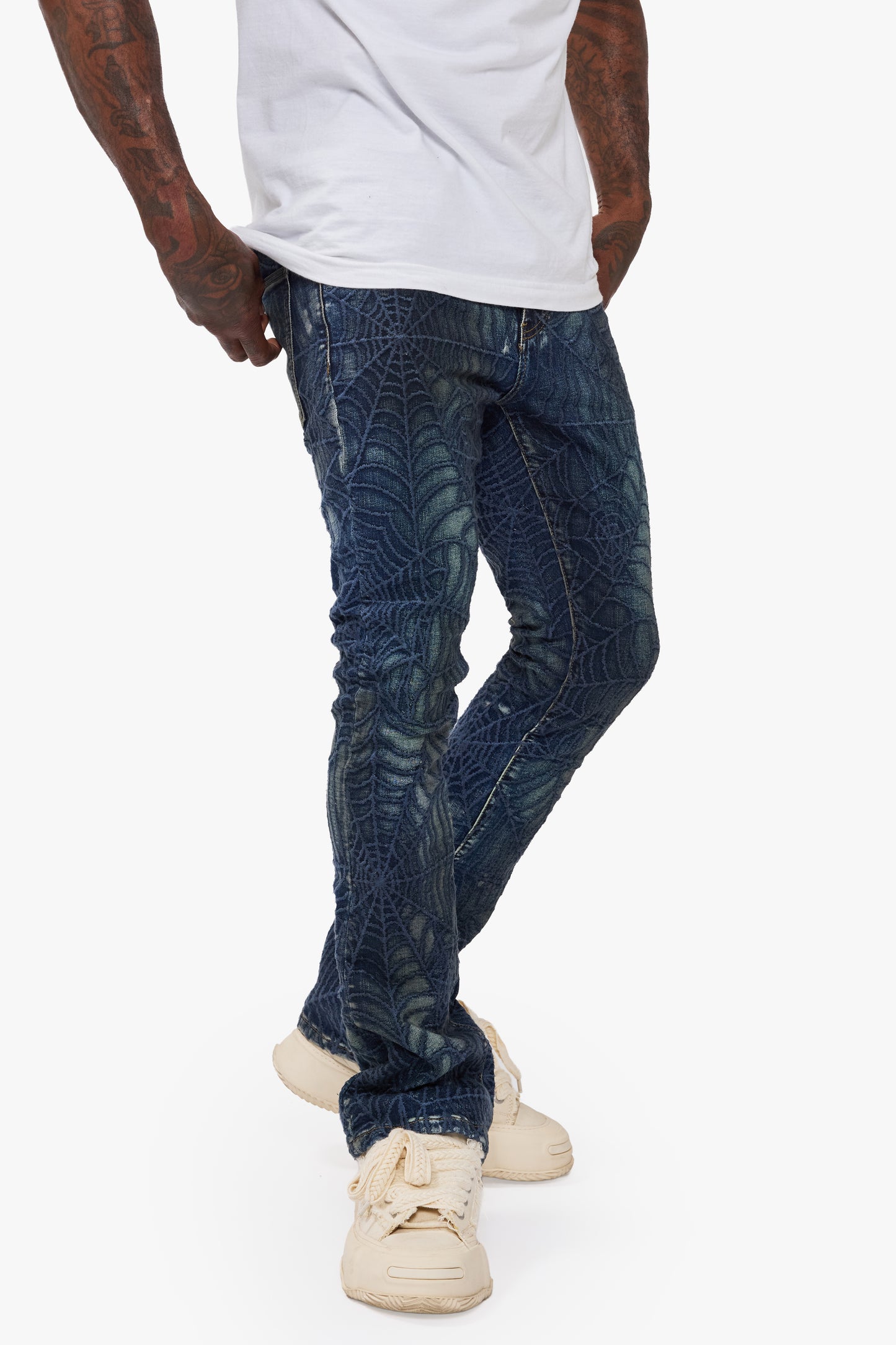 Operator Blue Washed Stacked Flare Jean