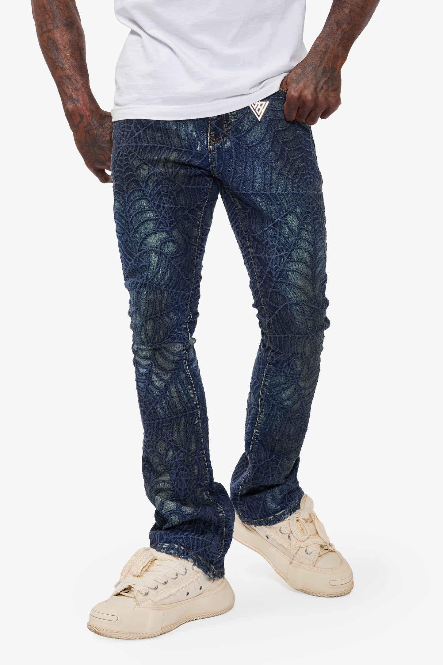 Operator Blue Washed Stacked Flare Jean