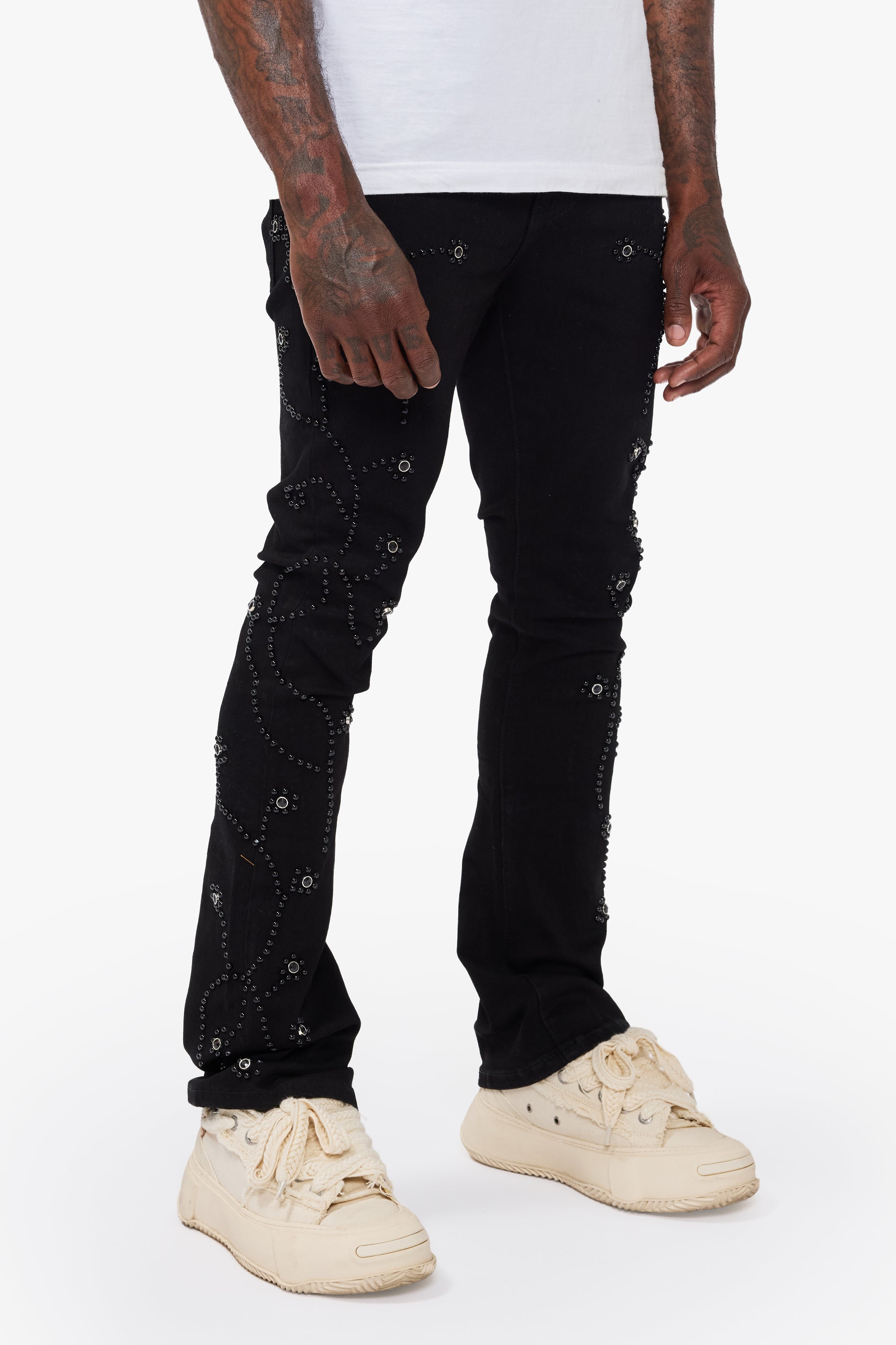 Dat Jet Black Stacked Jeans