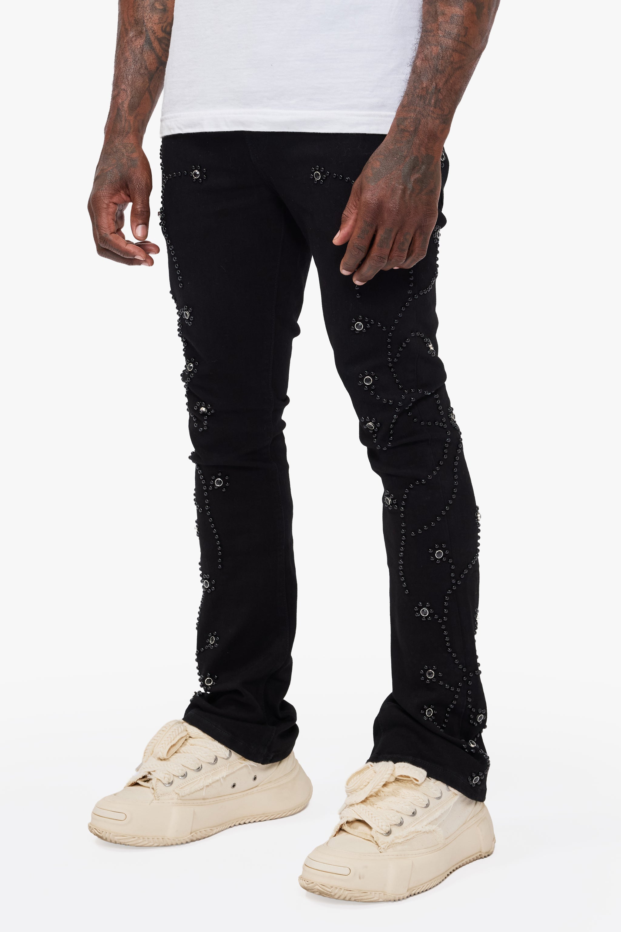 Dat Jet Black Stacked Jeans