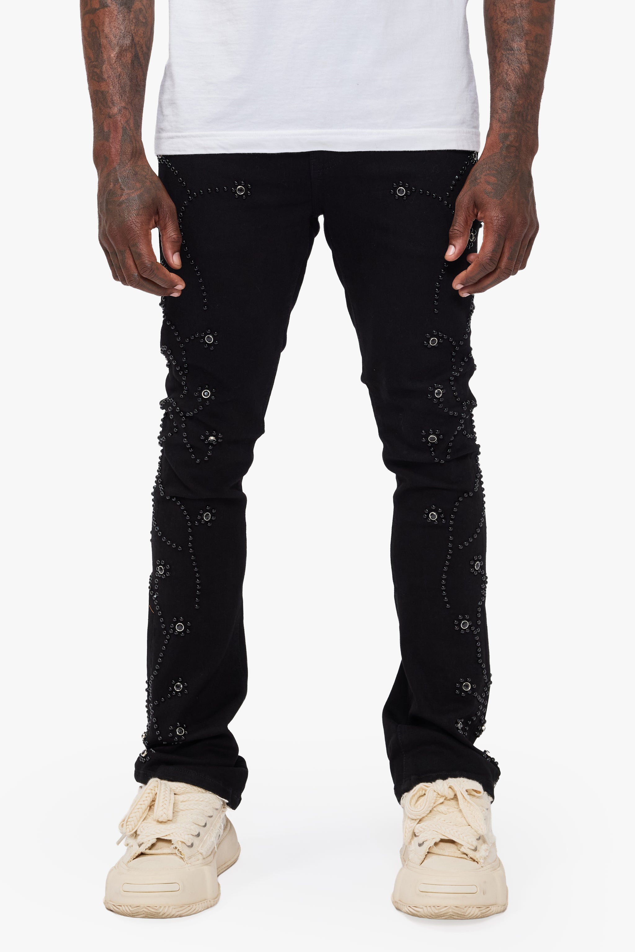 Dat Jet Black Stacked Jeans
