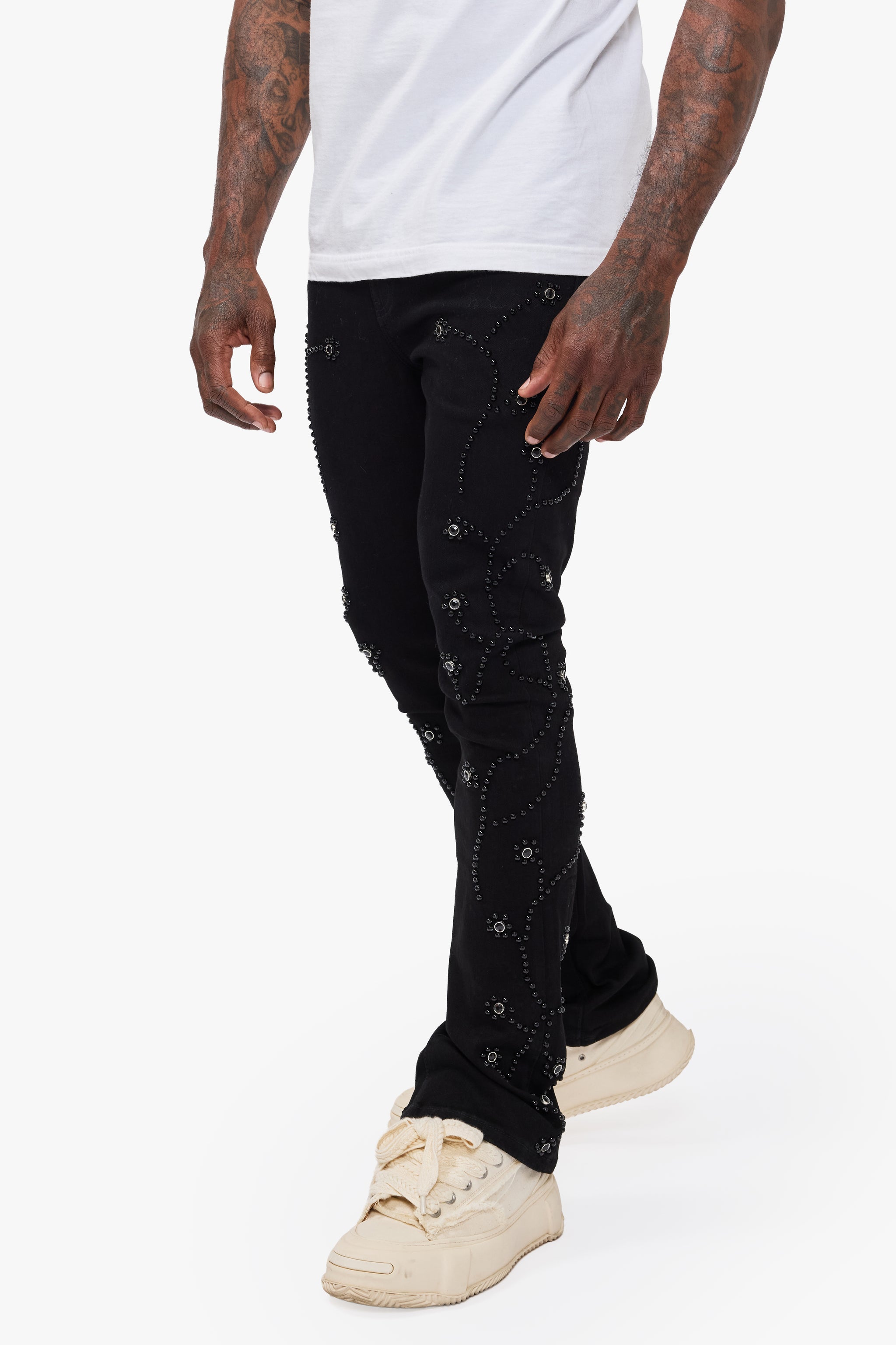 Dat Jet Black Stacked Jeans