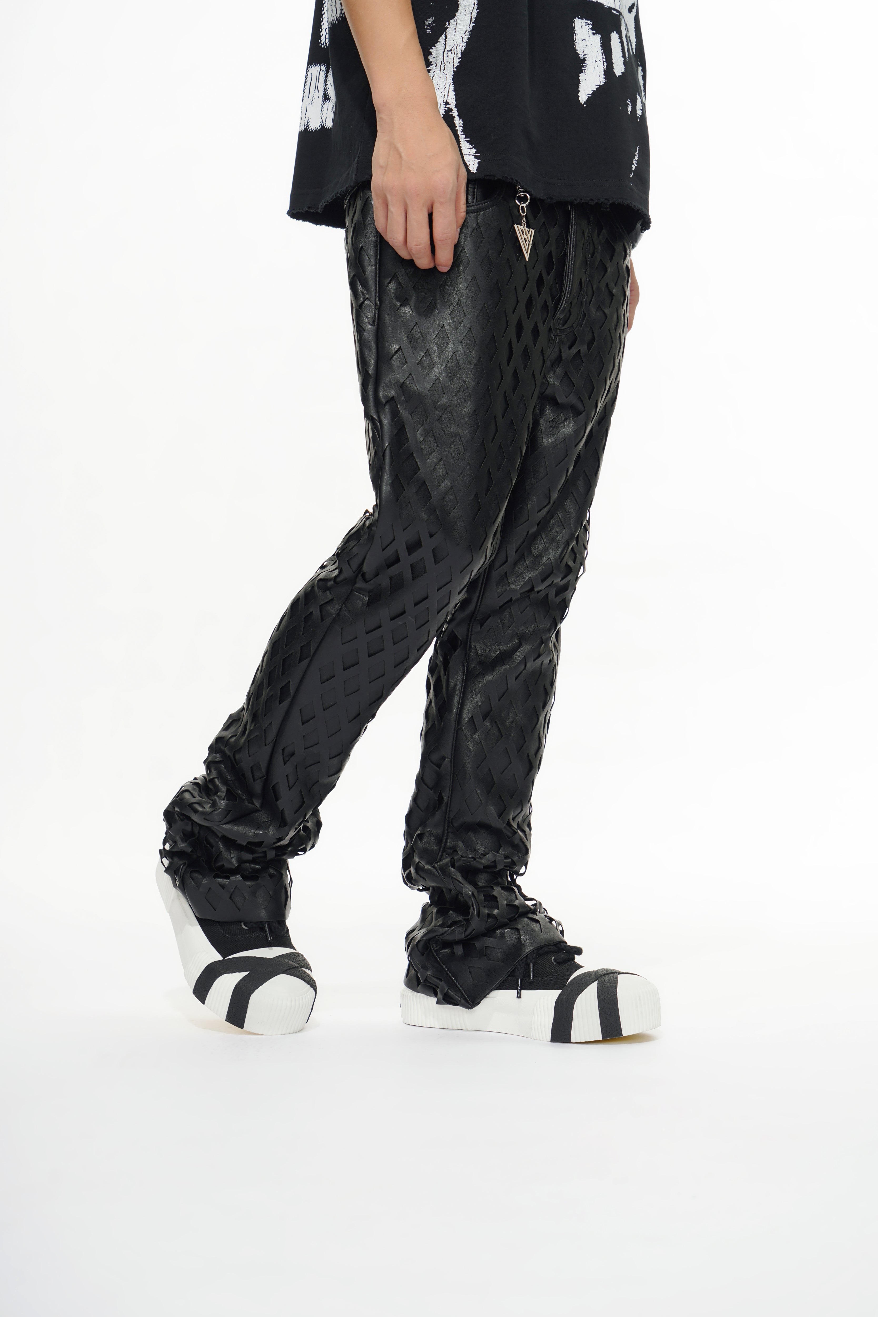 Mesh Black Vegan Leather Pants – Valabasas