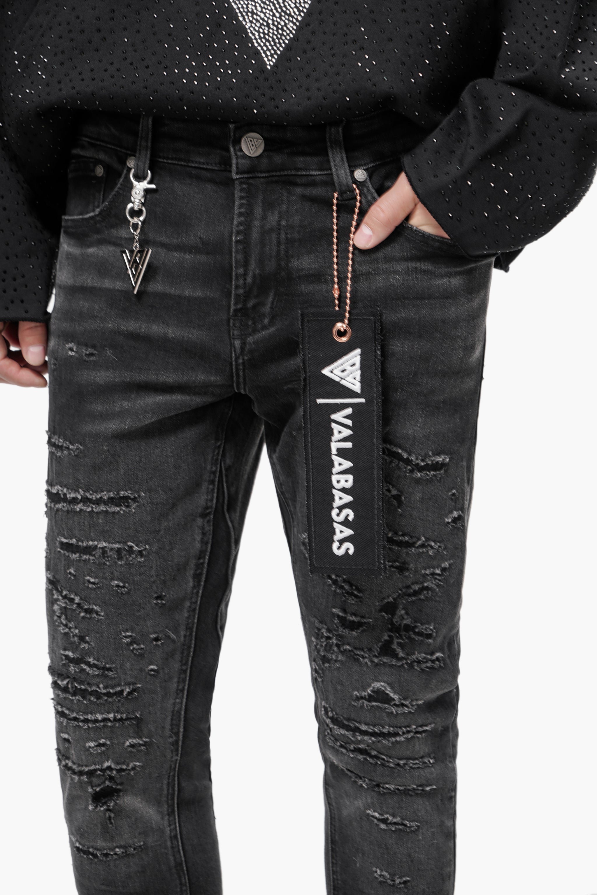 Sabotage Black Washed Stacked Jeans
