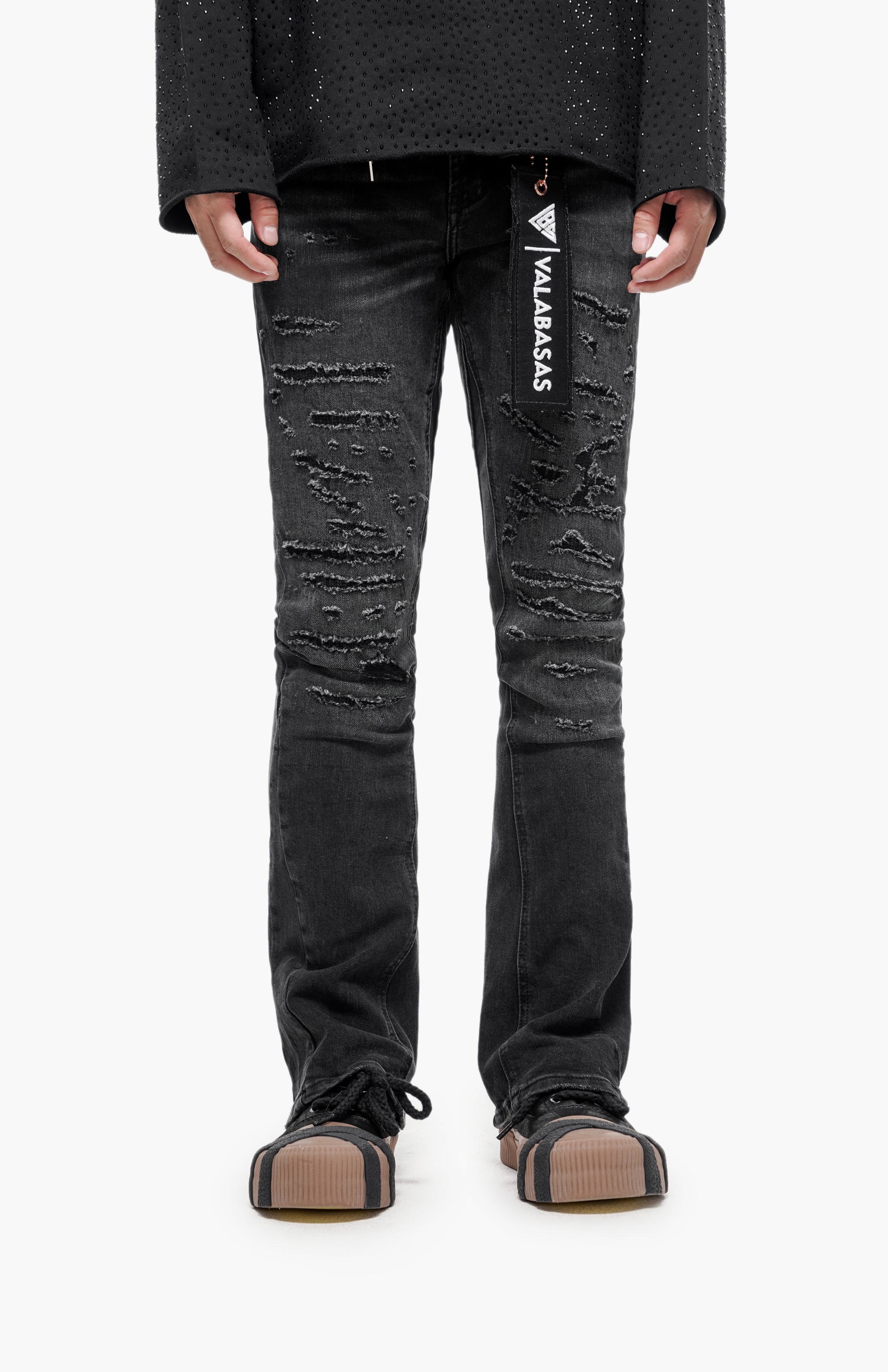 Sabotage Black Washed Stacked Jeans