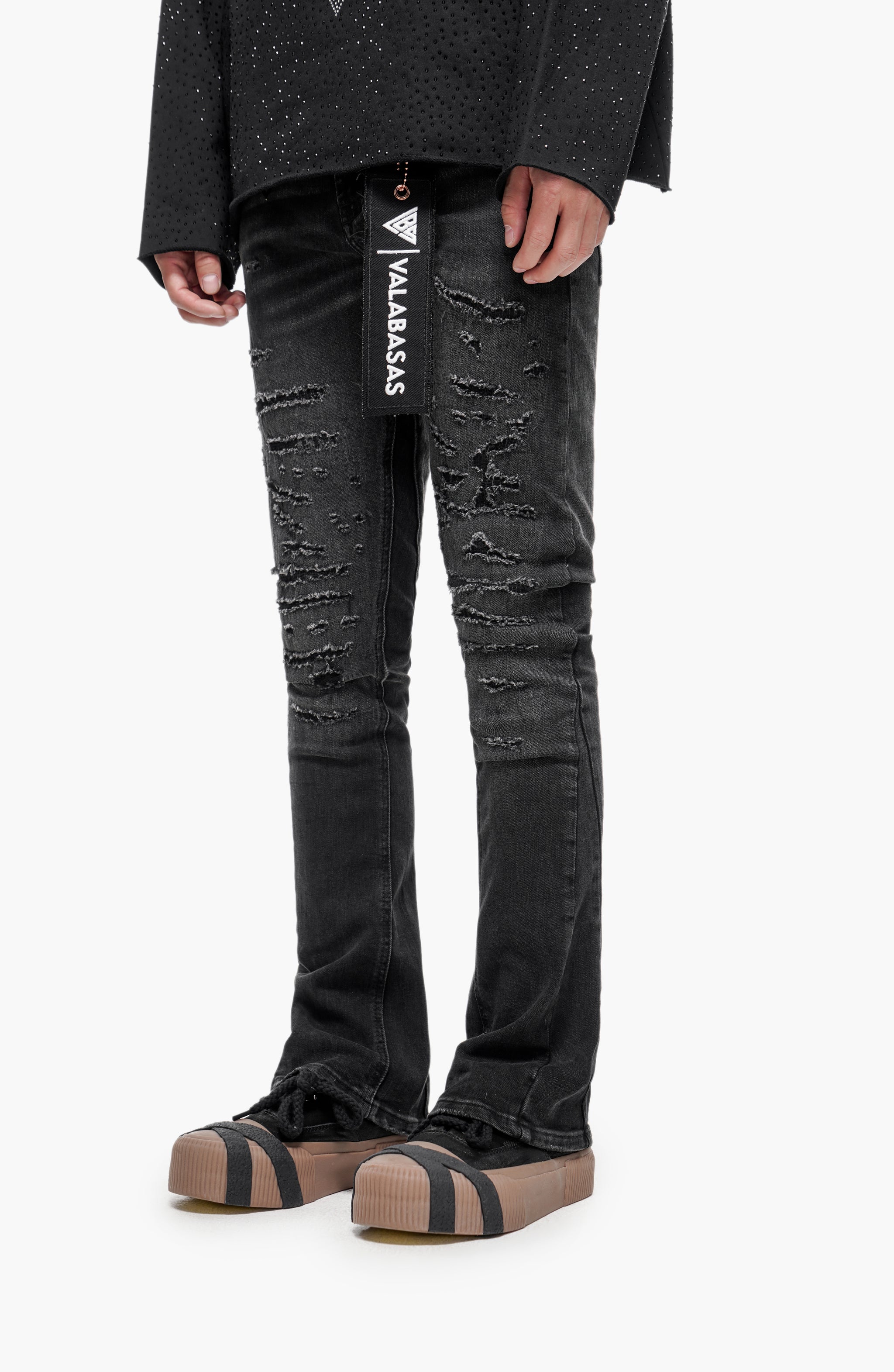 Sabotage Black Washed Stacked Jeans