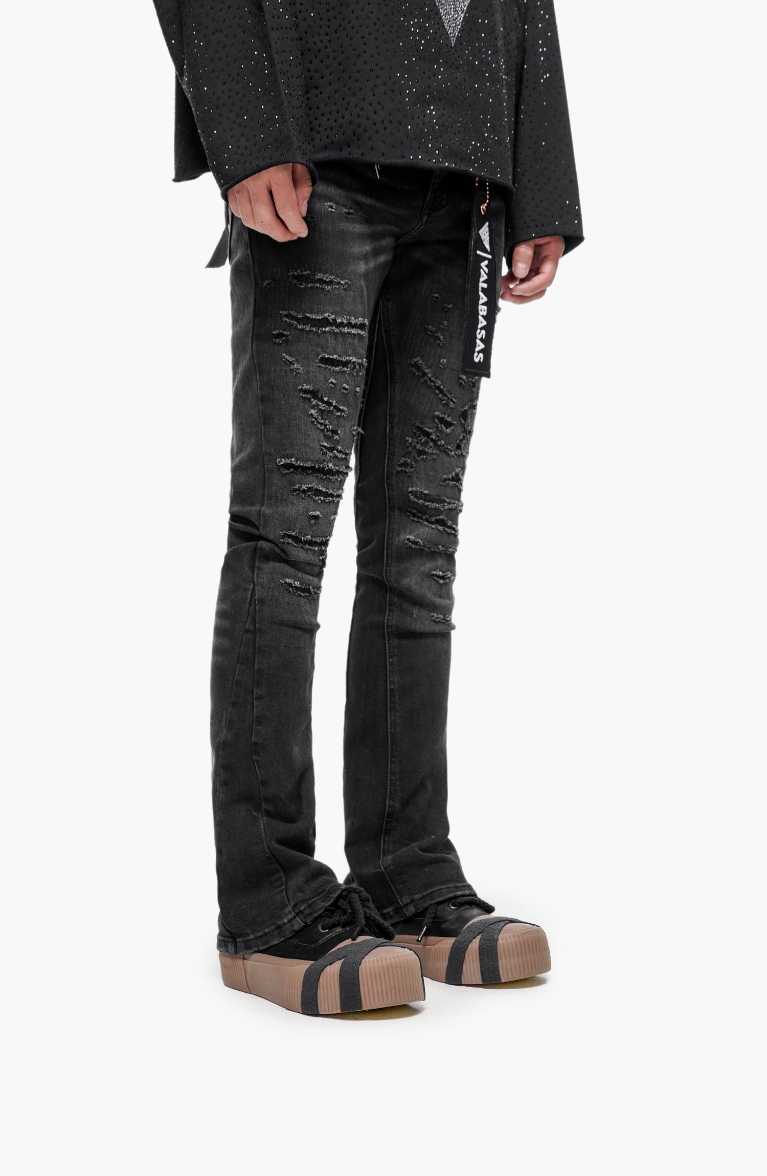 Sabotage Black Washed Stacked Jeans