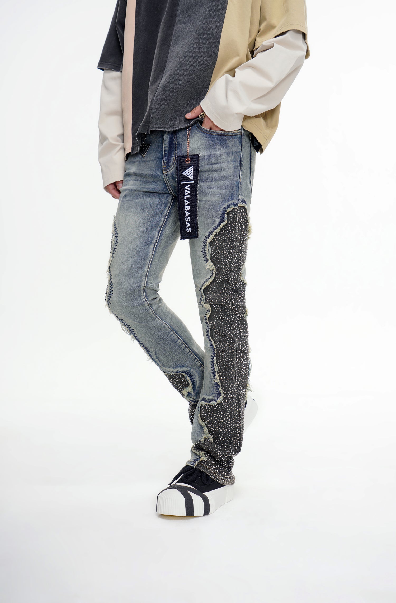 Convoy Stacked Blue Grey Jeans