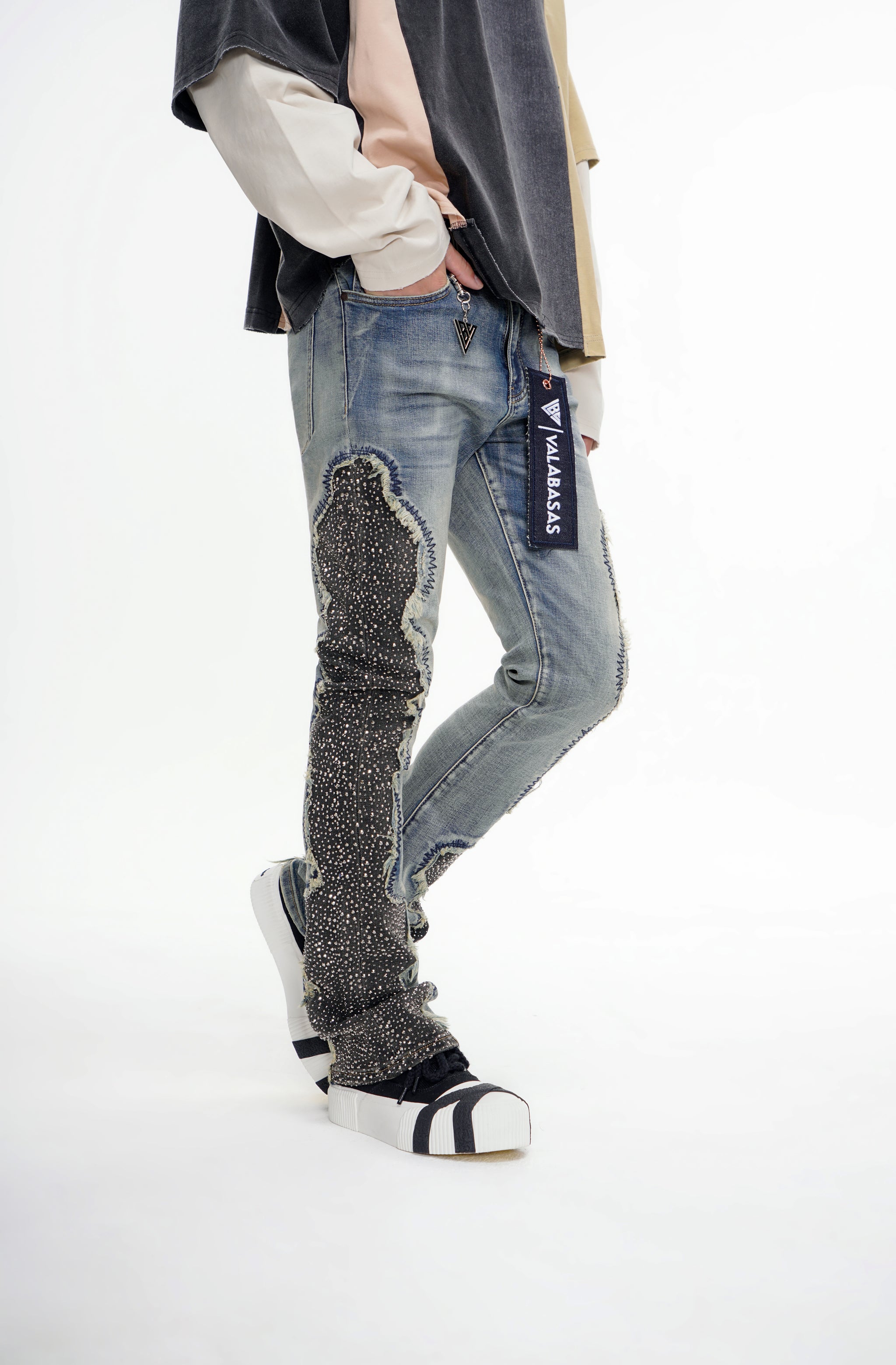 Convoy Stacked Blue Grey Jeans
