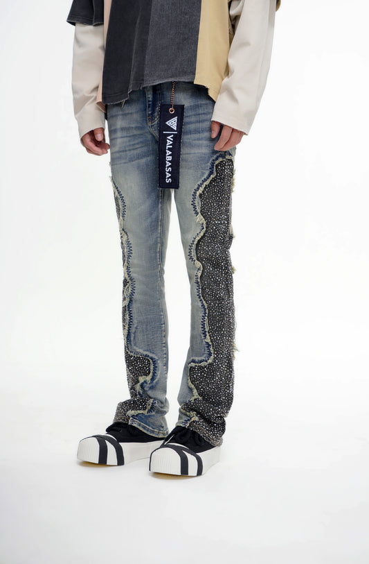 Convoy Stacked Blue Grey Jeans
