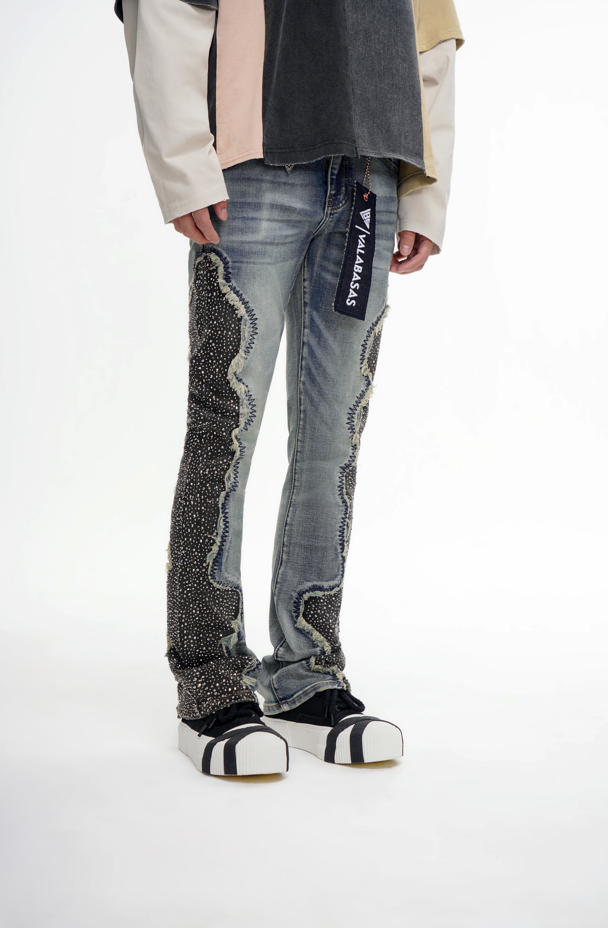Convoy Stacked Blue Grey Jeans