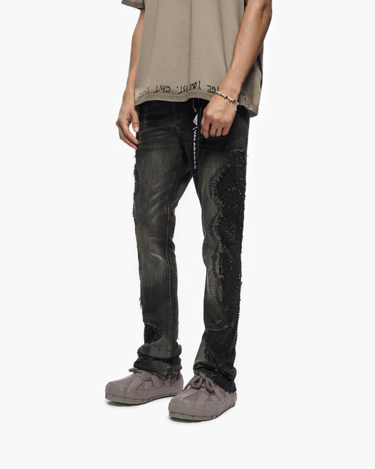 Convoy Stacked Grey Black Jeans
