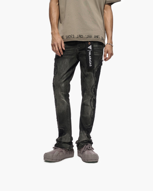 Convoy Stacked Grey Black Jeans