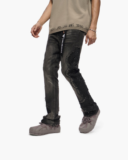 Convoy Stacked Grey Black Jeans