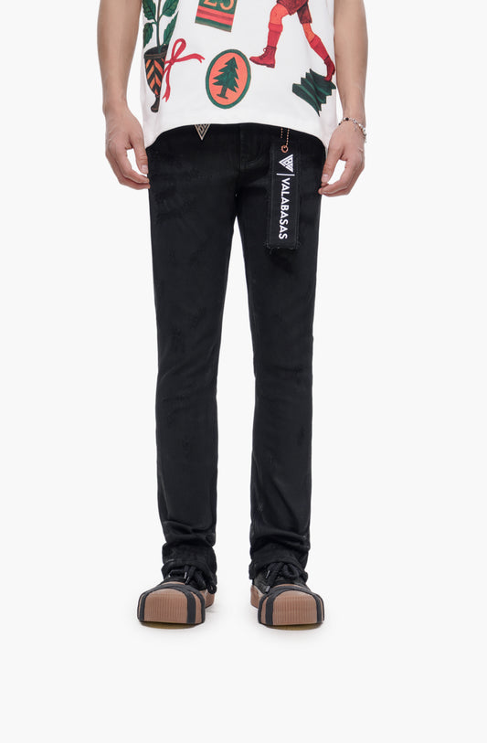 Wired Black Waxed Stacked Jeans