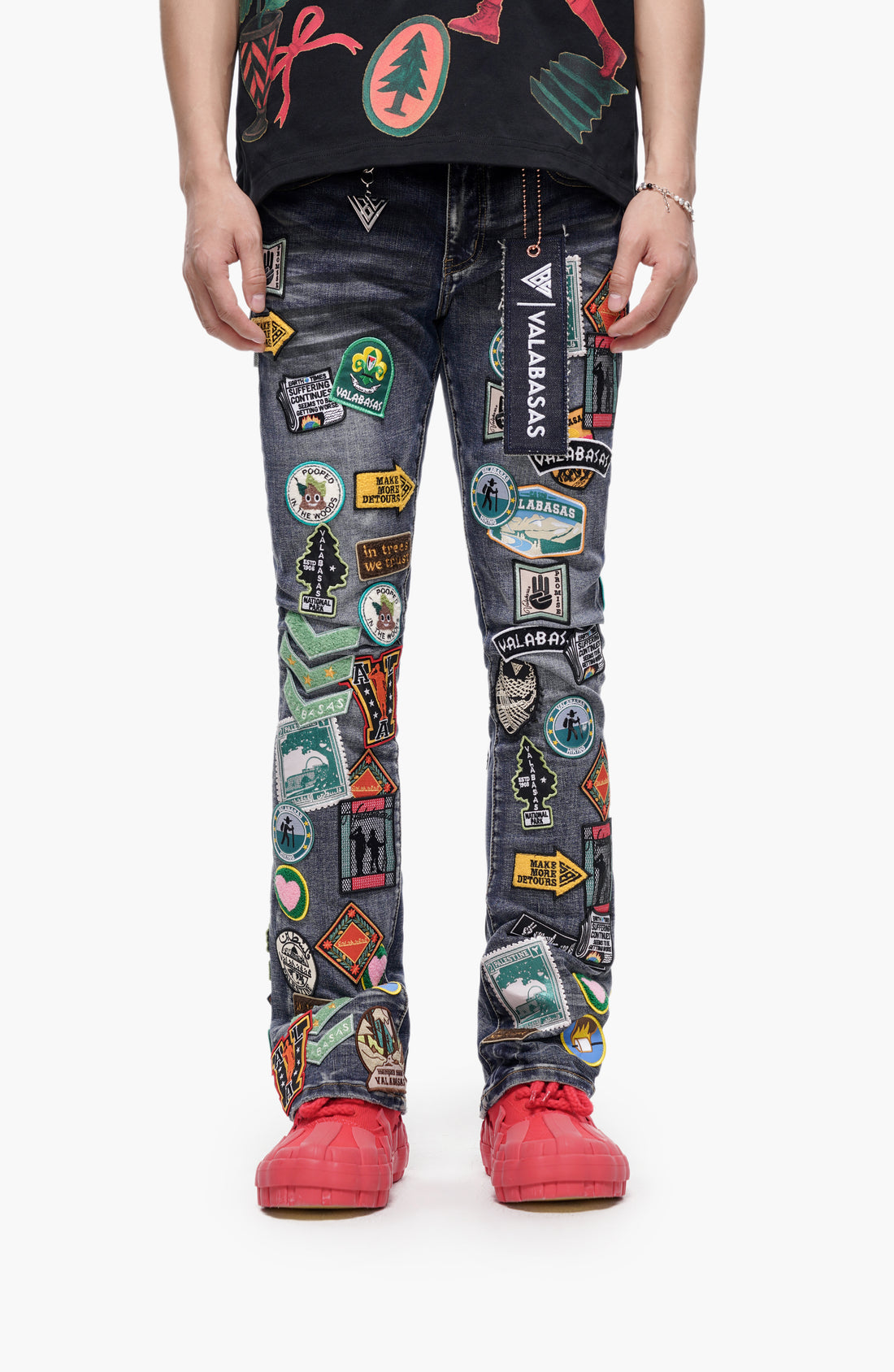 Axis Stacked Blue Wash Jeans