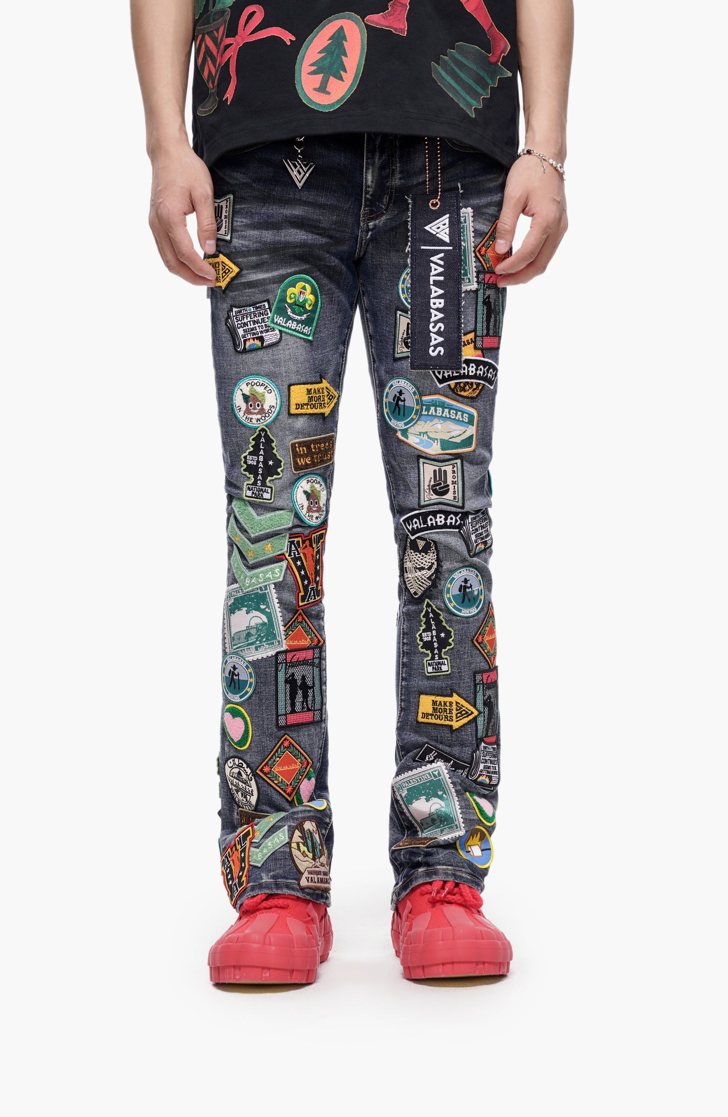 Axis Stacked Blue Wash Jeans