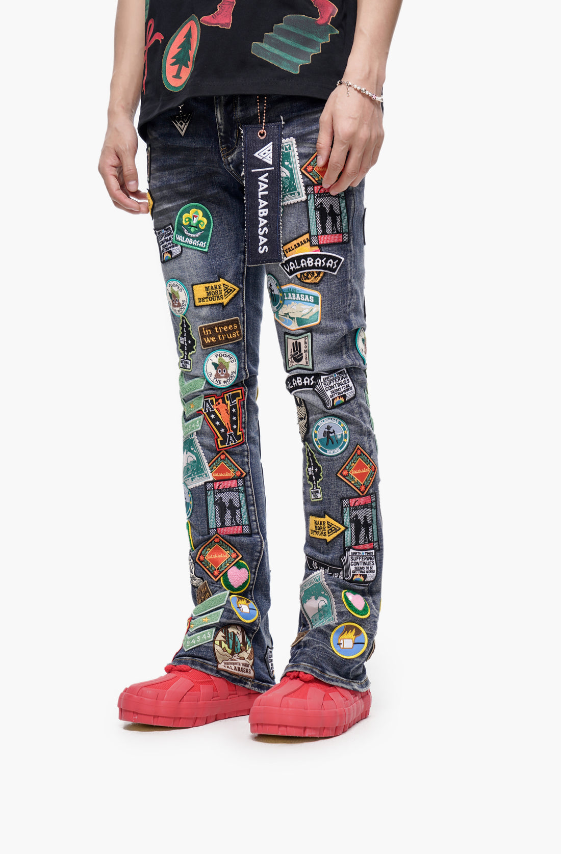 Axis Stacked Blue Wash Jeans