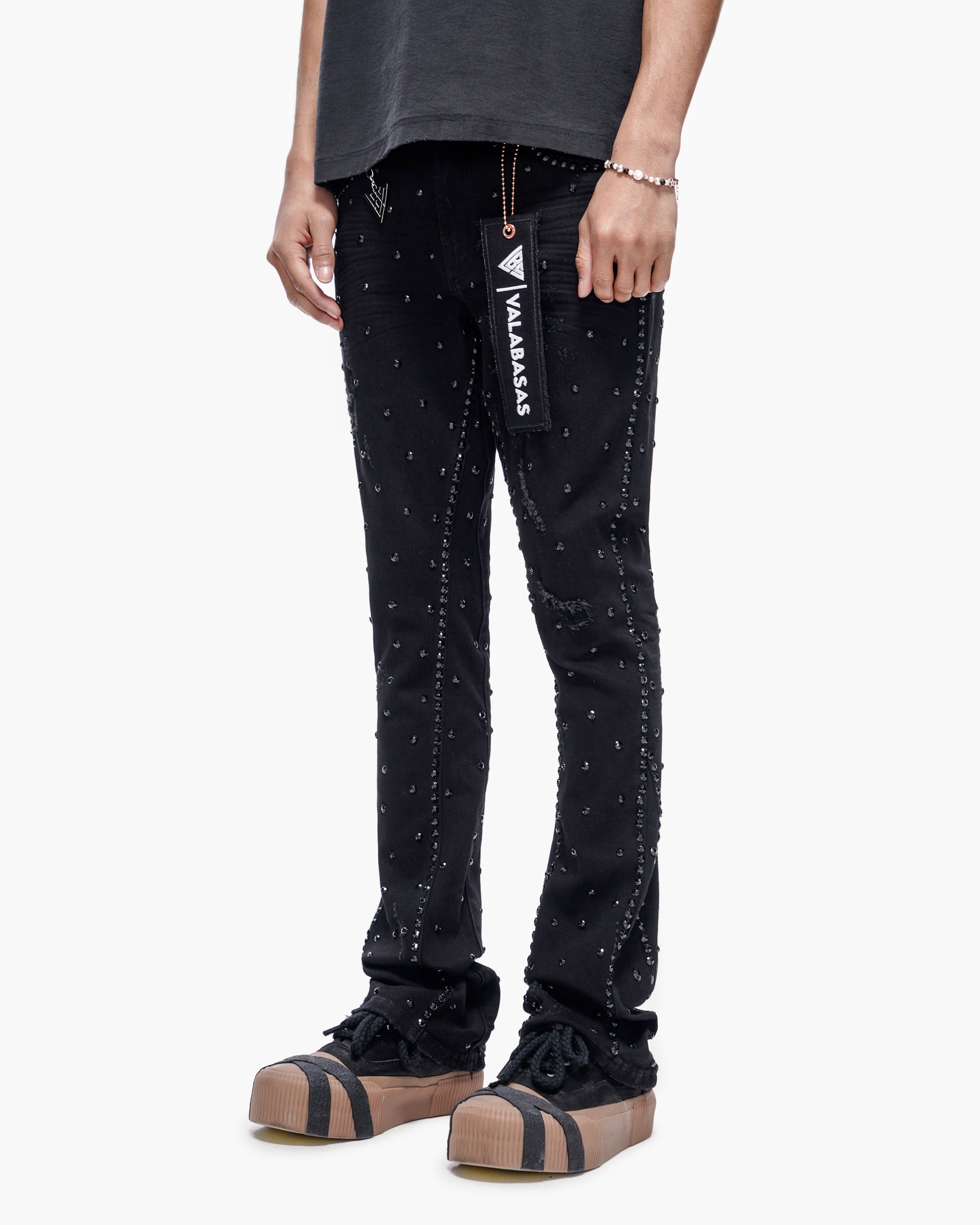 Canal Stacked Jet Black Jeans