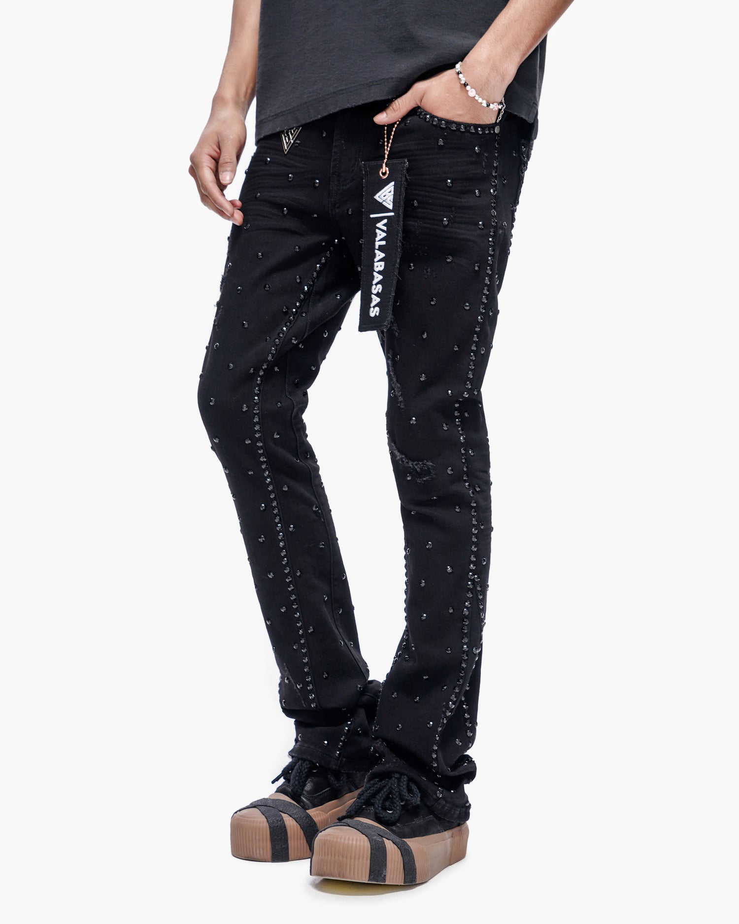 Canal Stacked Jet Black Jeans