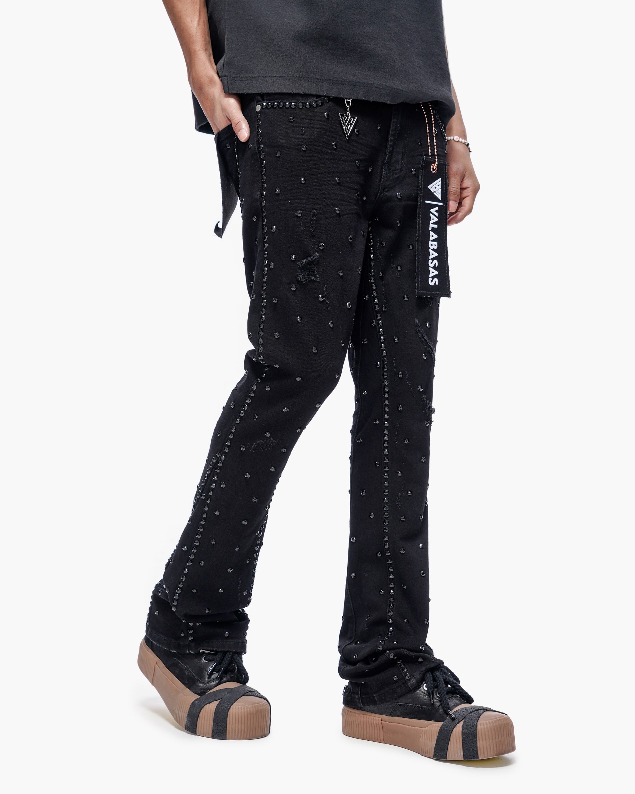 Canal Stacked Jet Black Jeans