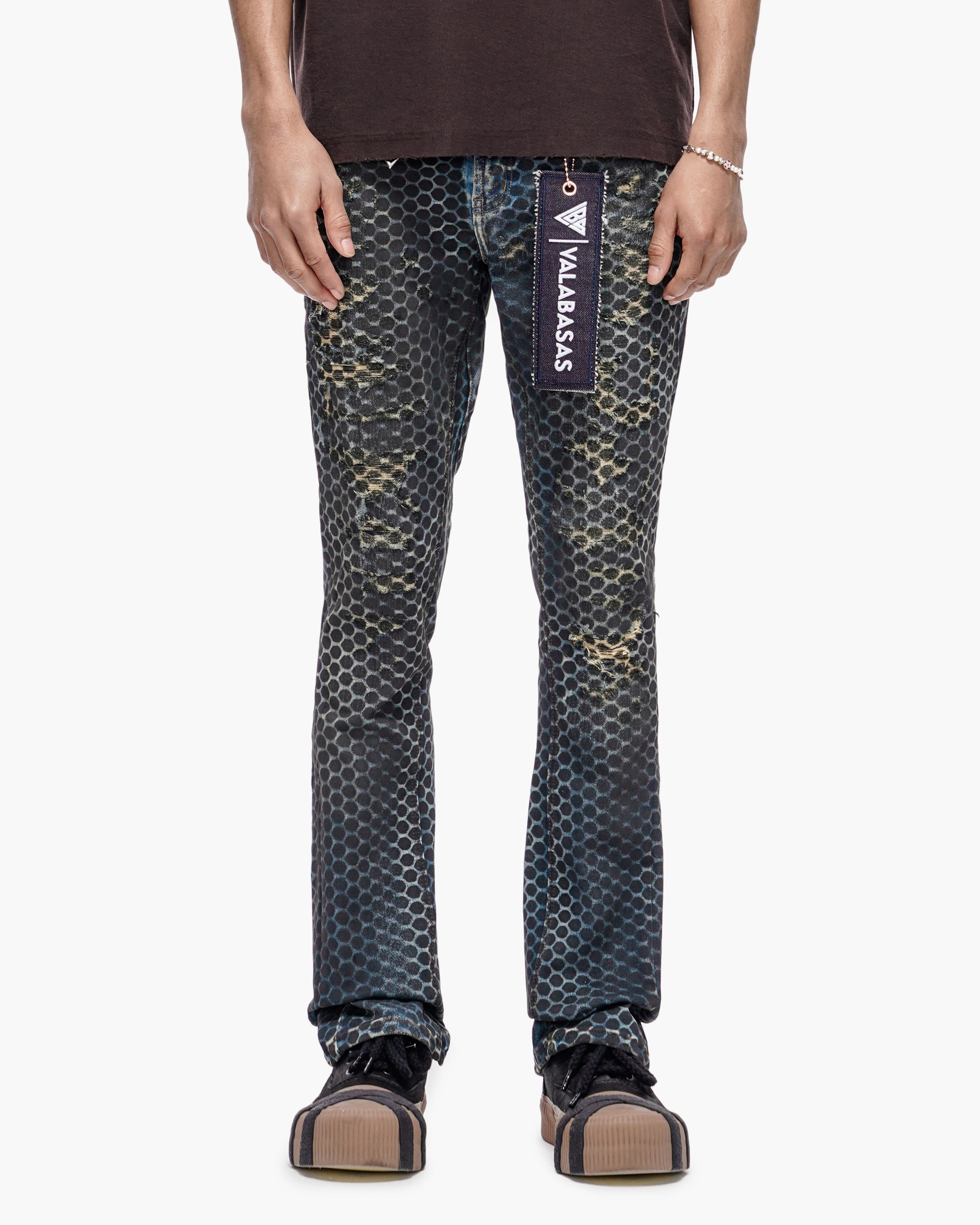 Hex Vintage Blue Black Stacked Jeans