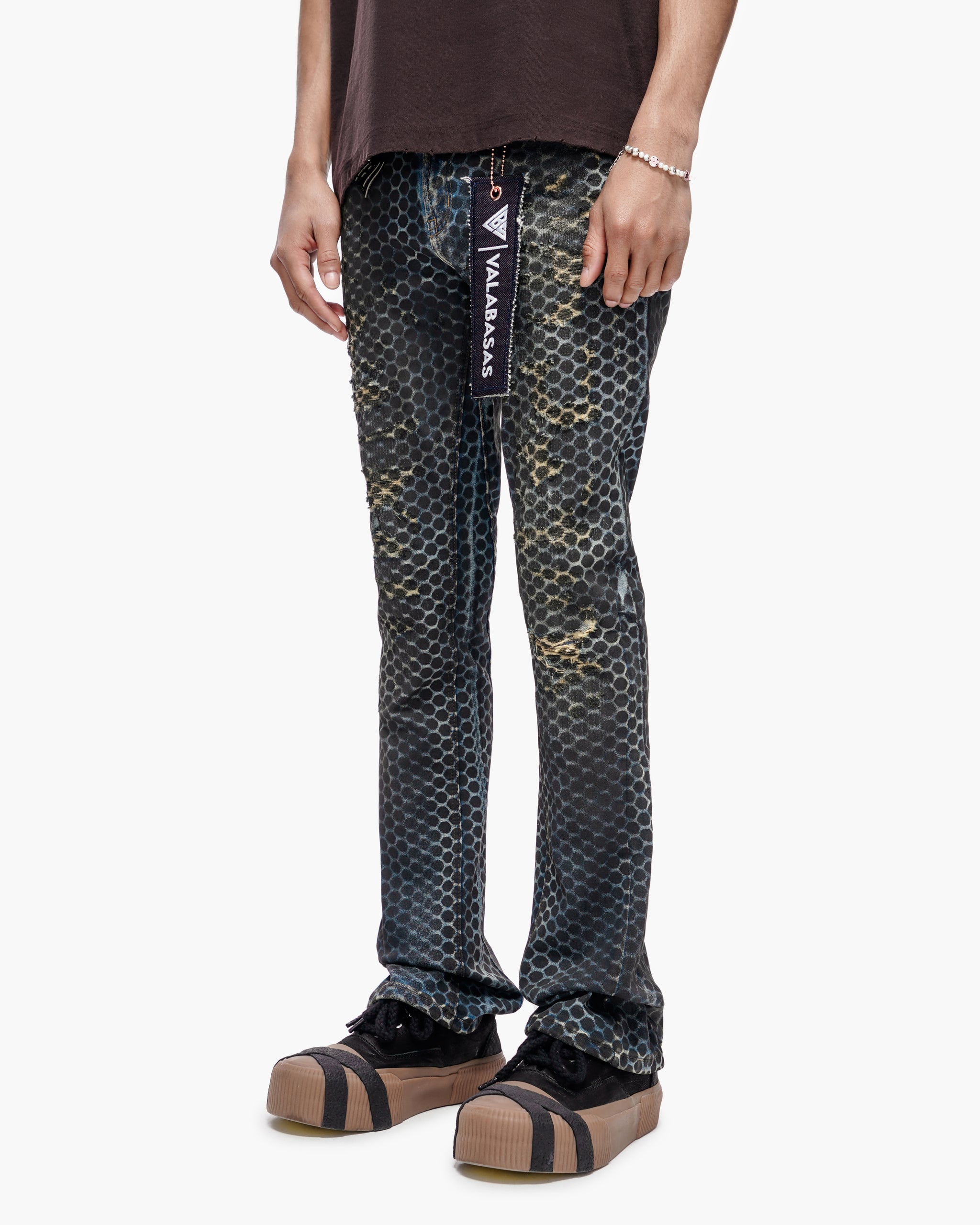 Hex Vintage Blue Black Stacked Jeans