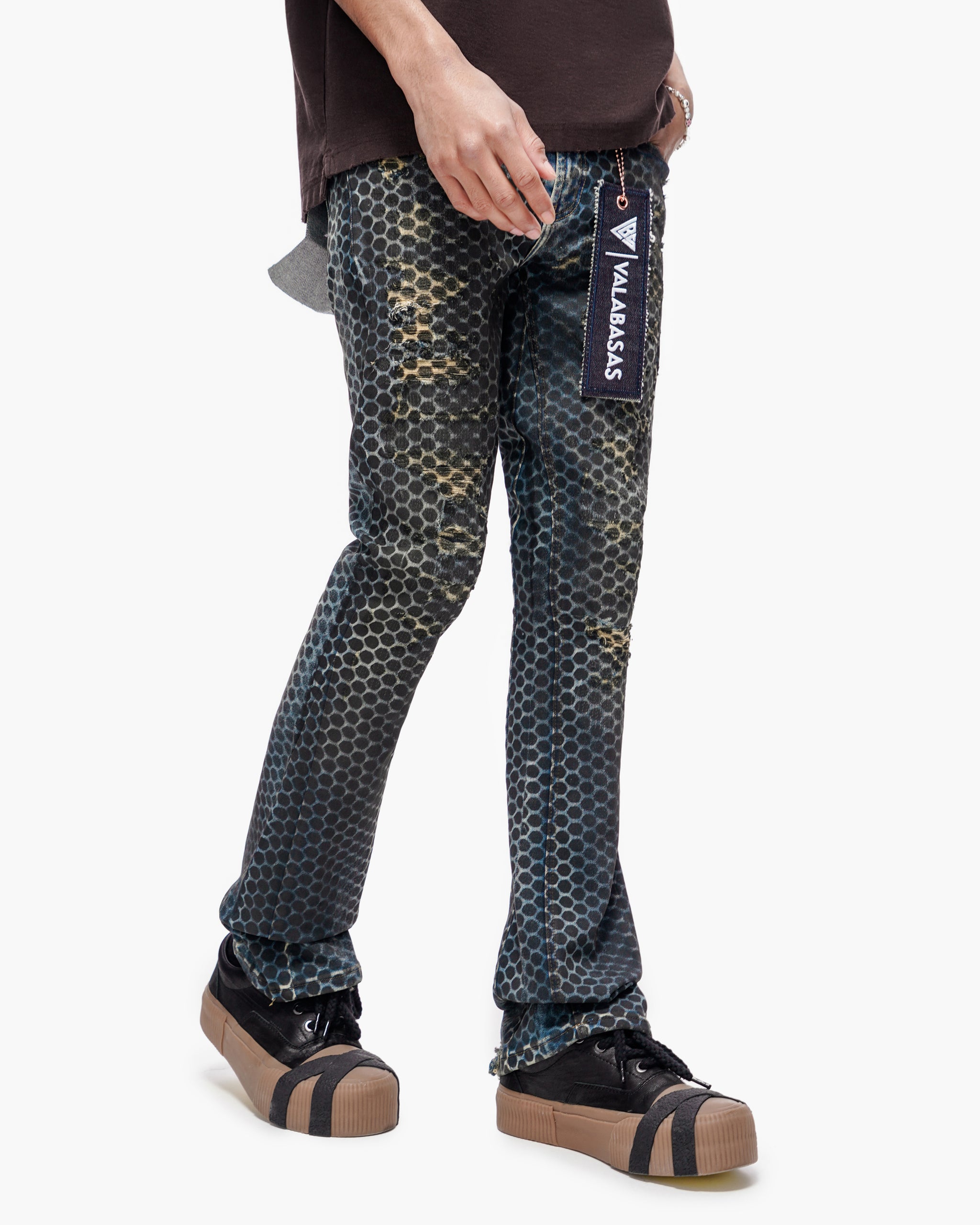 Hex Vintage Blue Black Stacked Jeans