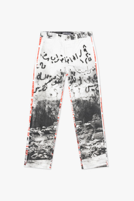 "THAHAB" WHITE MULTI STRAIGHT PANT