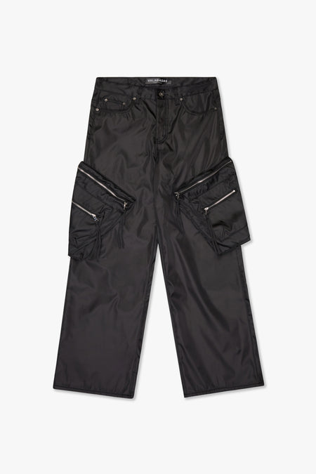 "CHAMP" JET BLACK BAGGY PANTS