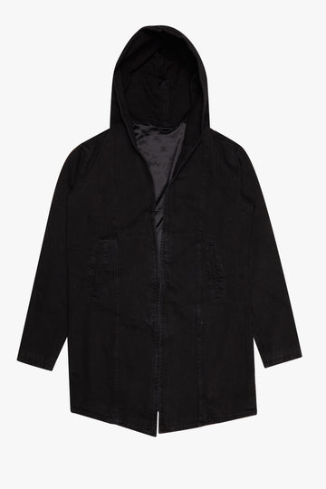 "KREED" DENIM TRENCHCOAT BLACK WASH