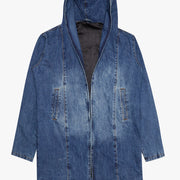 "KREED" DENIM TRENCHCOAT DARK BLUE