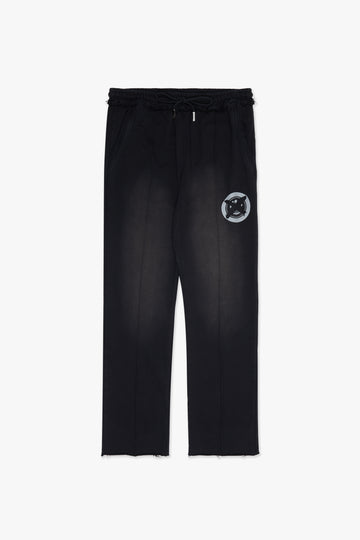 "STAMP" BLACK FRENCH TERRY STRAIGHT PANT