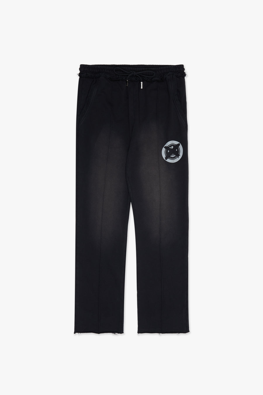 "STAMP" BLACK FRENCH TERRY STRAIGHT PANT